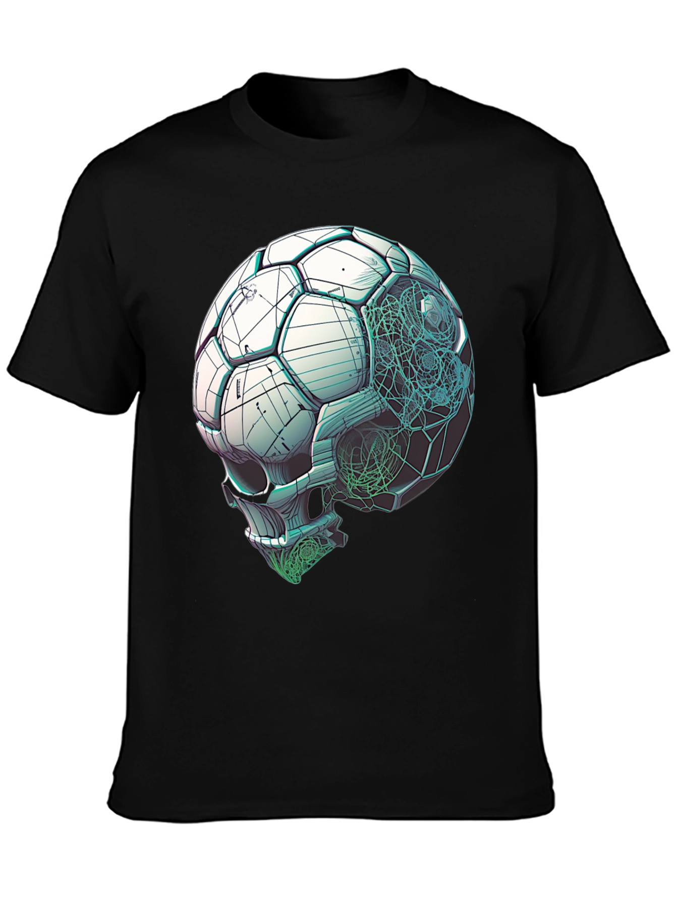 Black Soccer Ball Skull Graphic Tee - Unique Design view 3