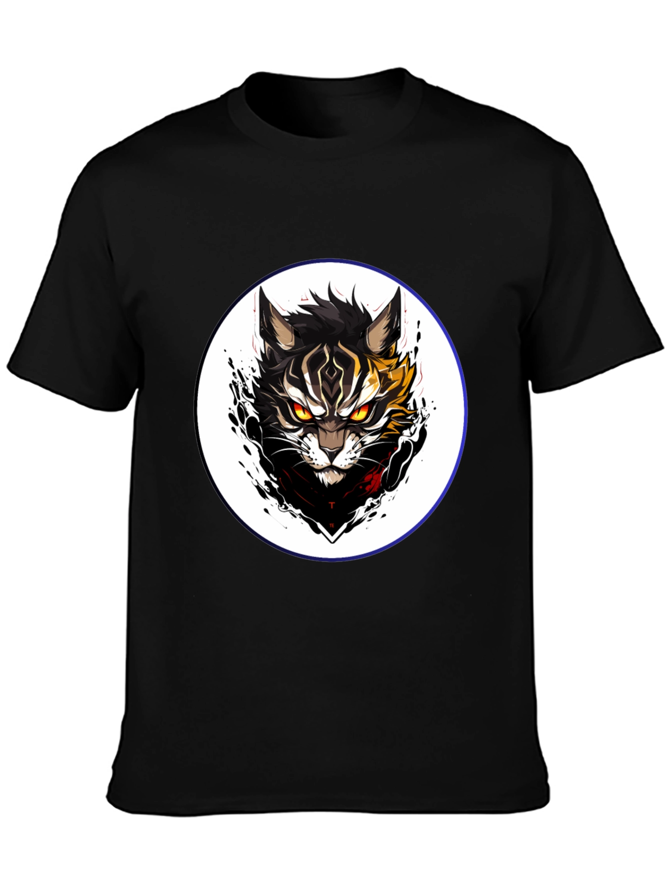 Black Black T-Shirt with Cat Design view 3