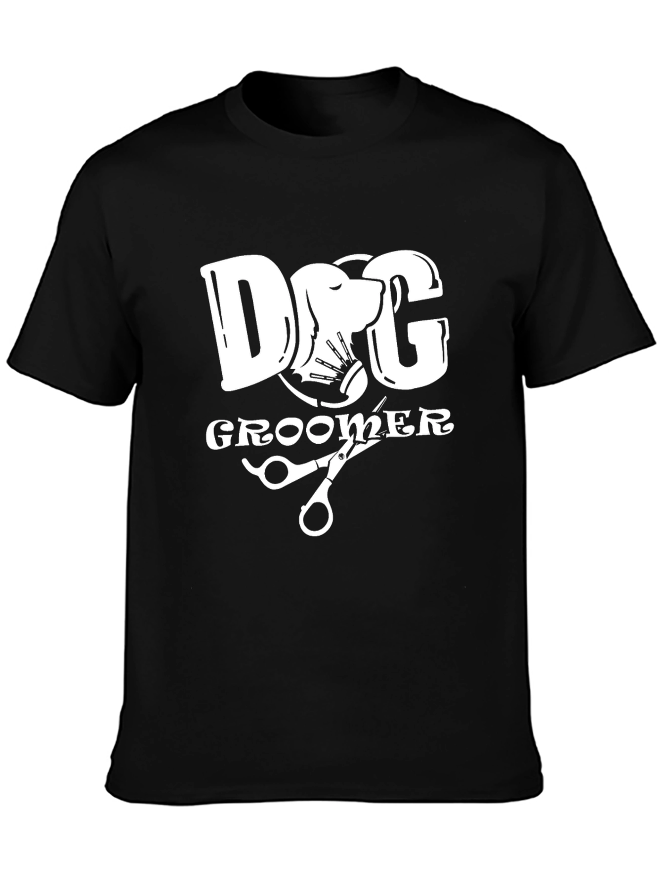 Black Dog Groomer Graphic Tee - Black Cotton T-Shirt view 3