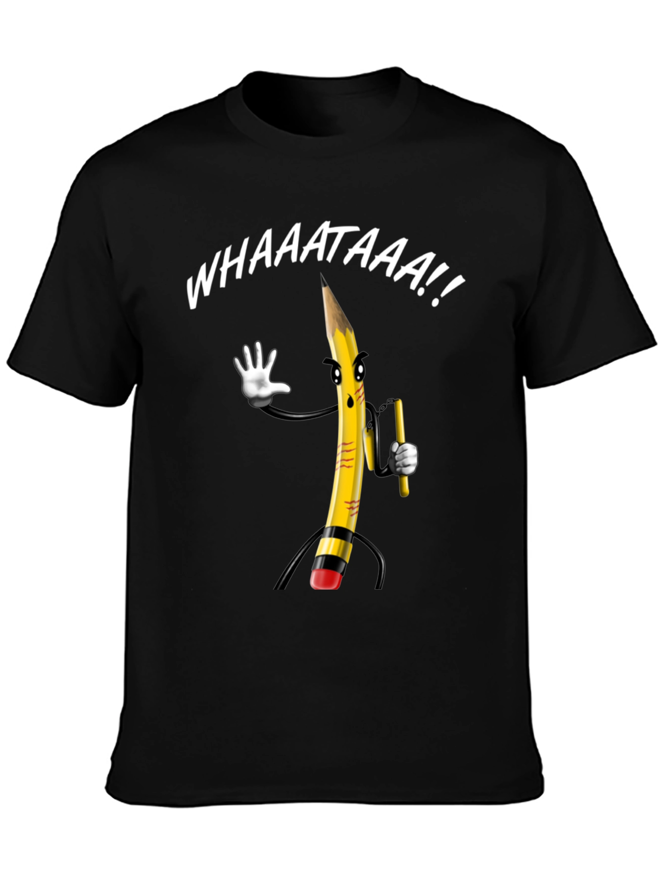 Black Whaaat Pencil Graphic T-Shirt view 3