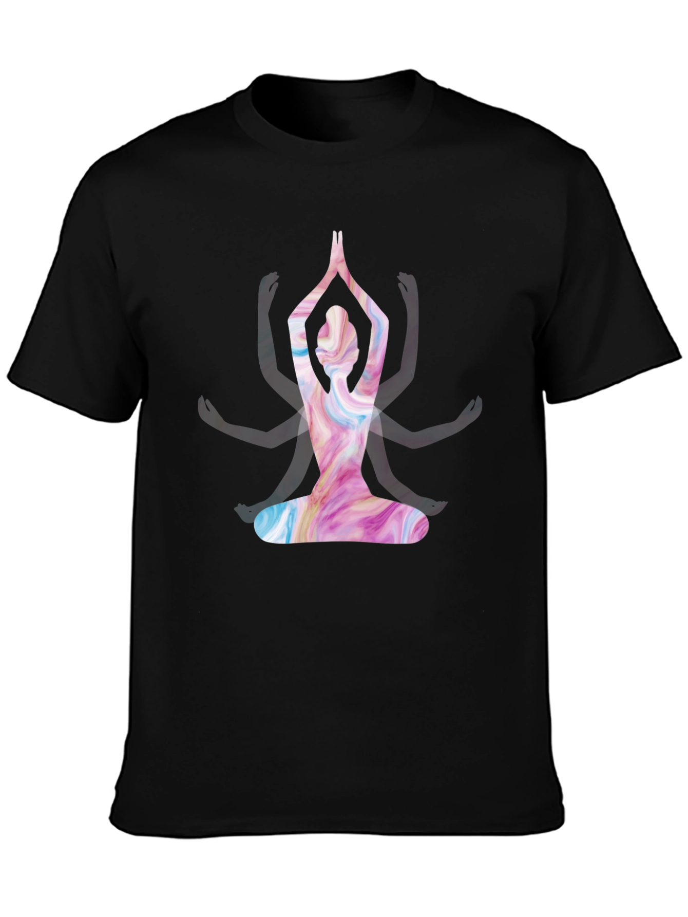 Black Yoga Pose Graphic Tee - Black Unisex T-Shirt view 3