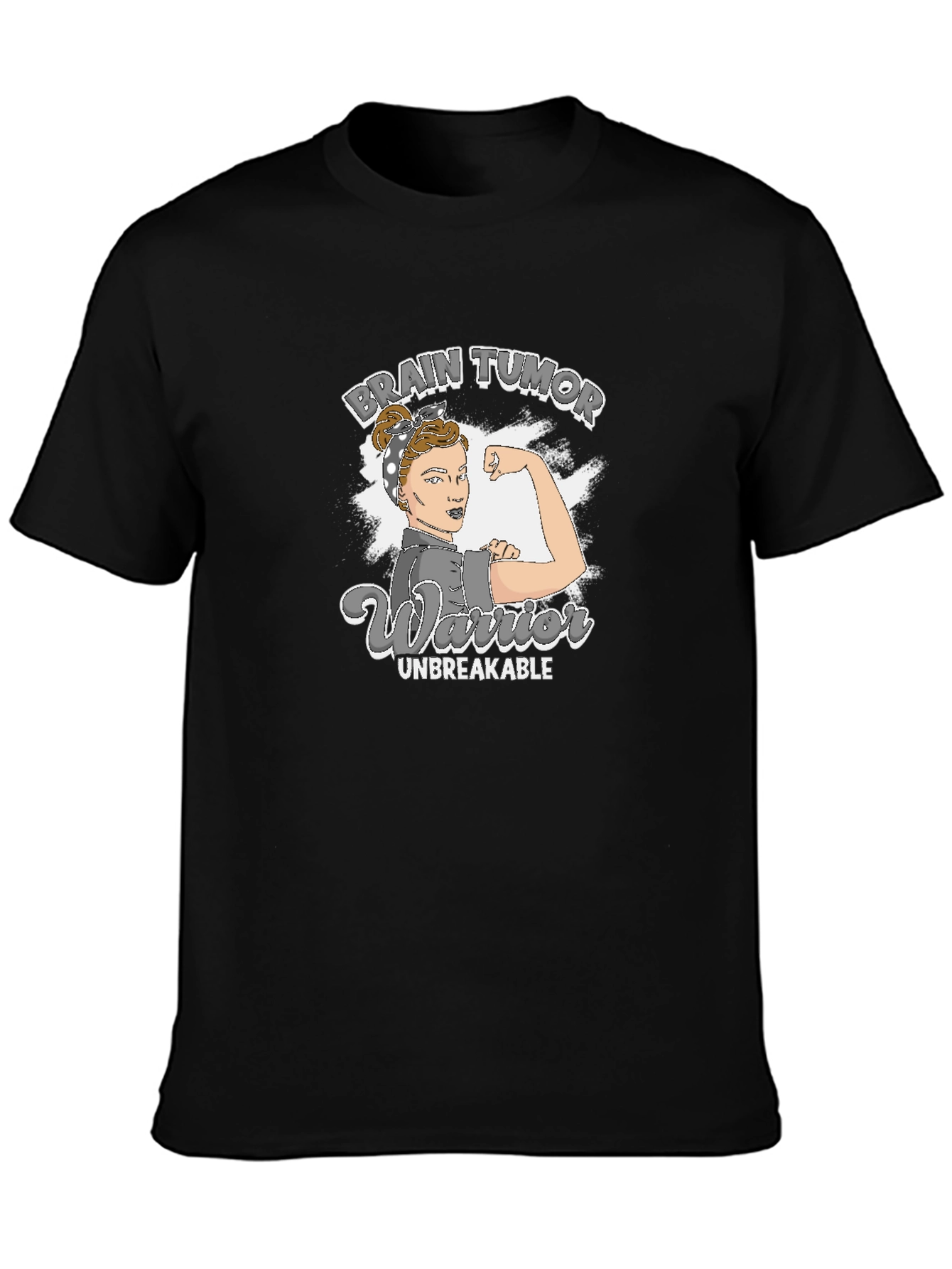 Black Brain Tumor Warrior T-Shirt - Unbreakable Strength view 3