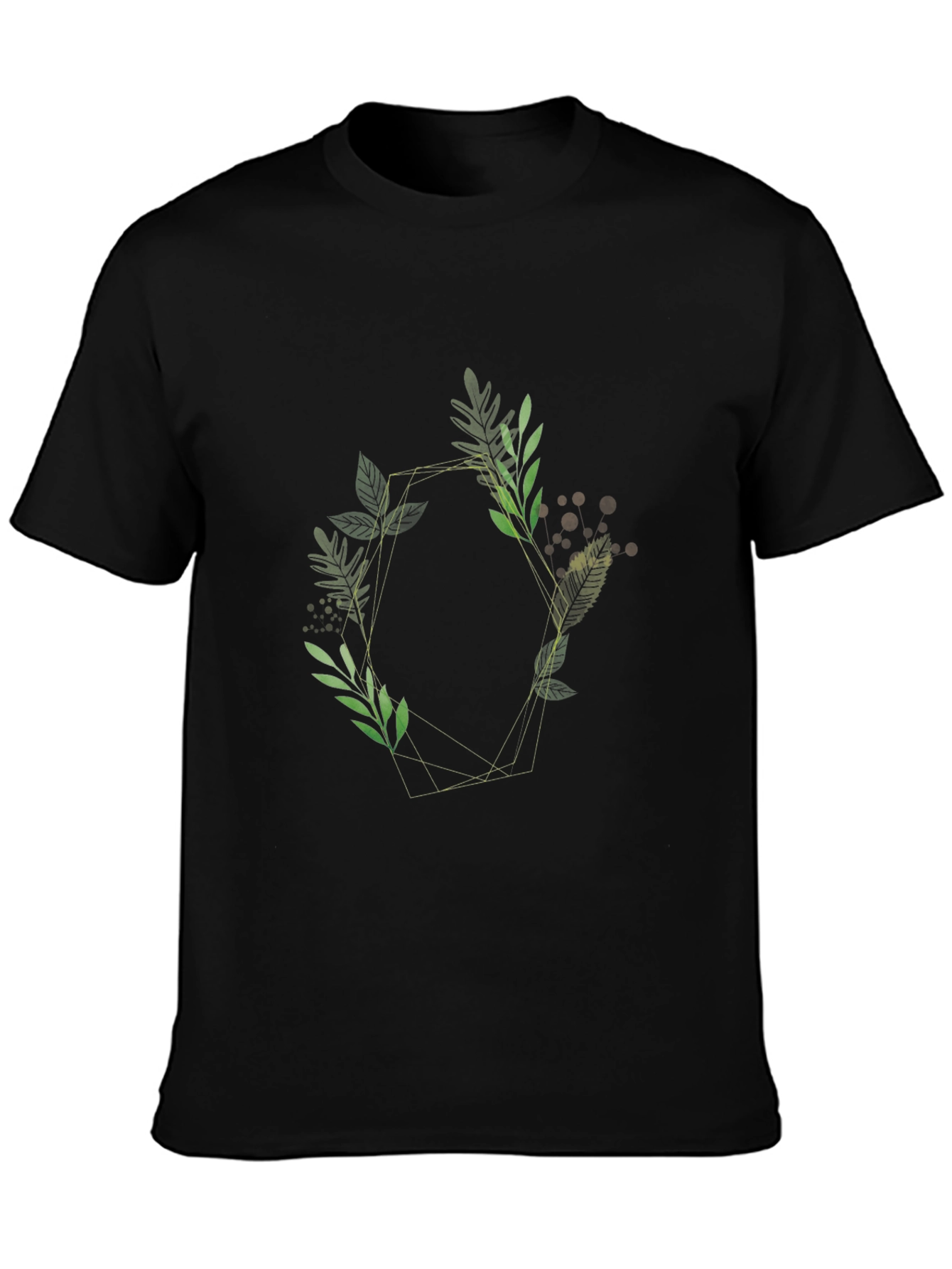 Black Geometric Floral Tee - Stylish & Modern Design view 3