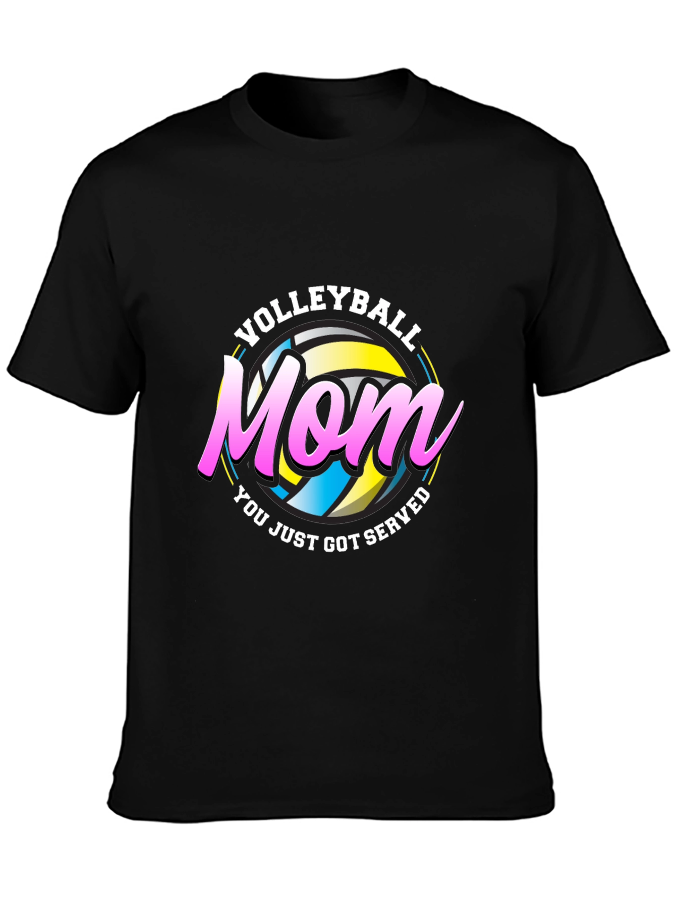 Black Volleyball Mom T-Shirt - Served Design view 3