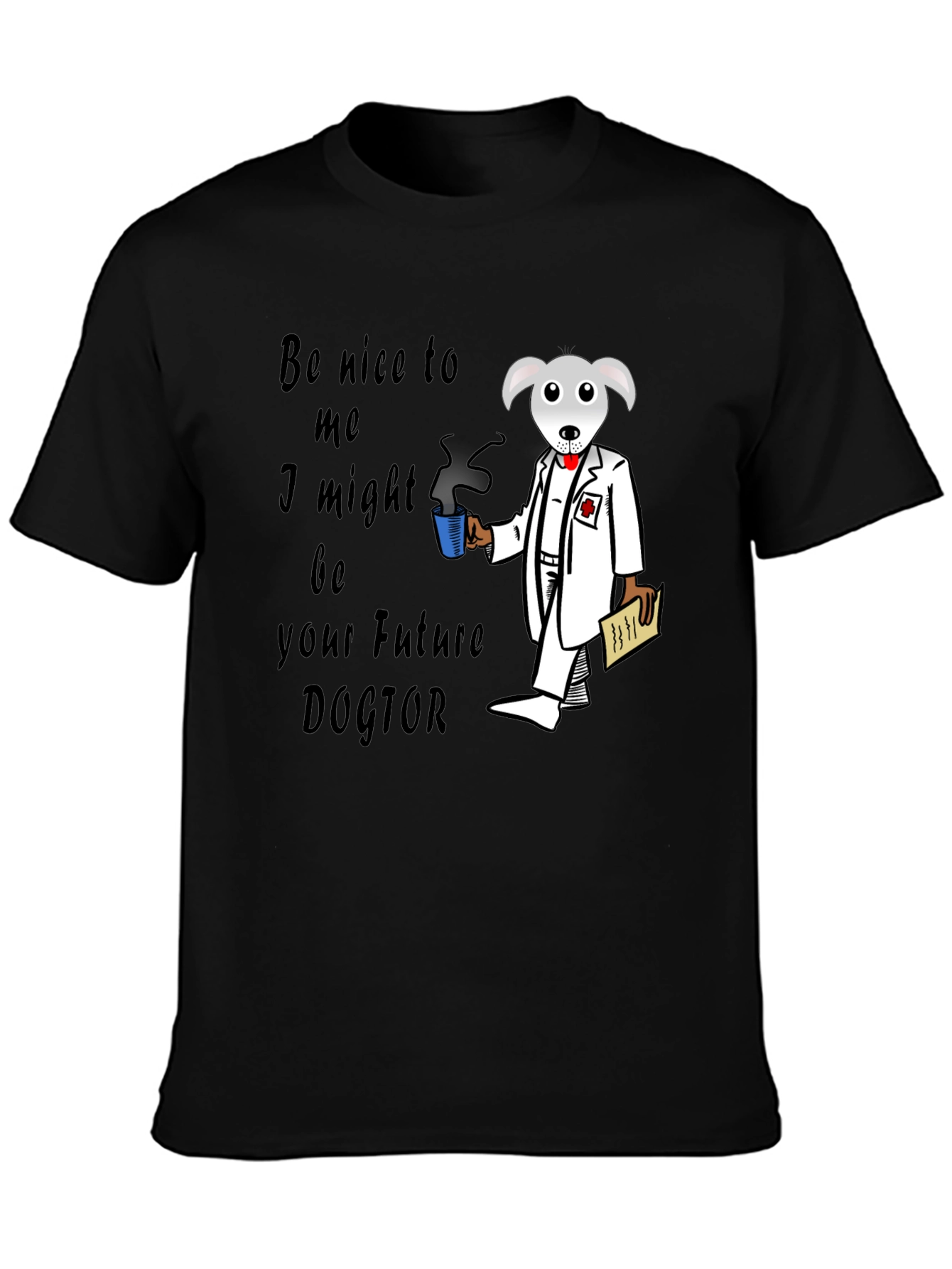 Black Future Doctor Dog T-Shirt view 3