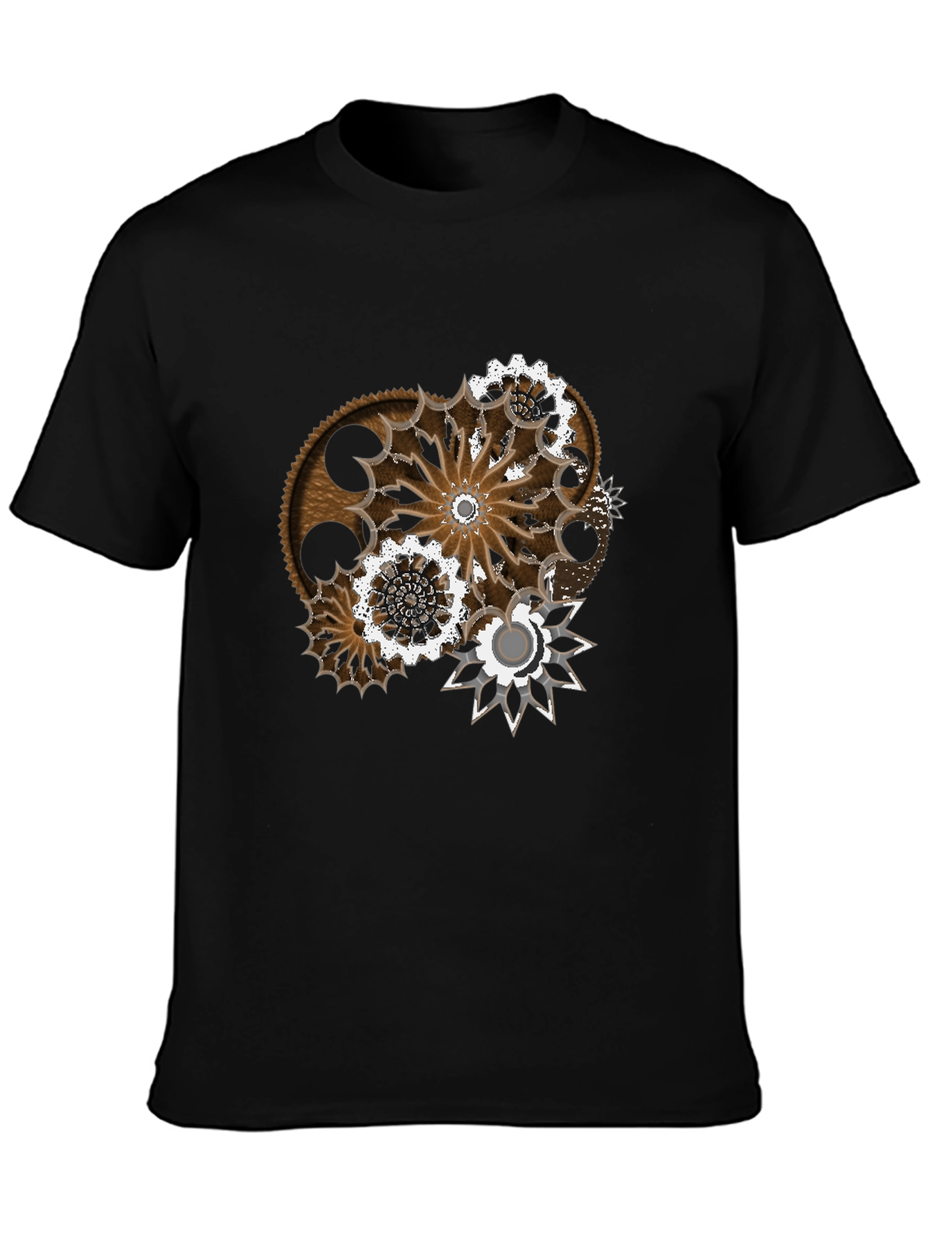 Black Steampunk Gear Graphic T-Shirt - Unique Design view 3