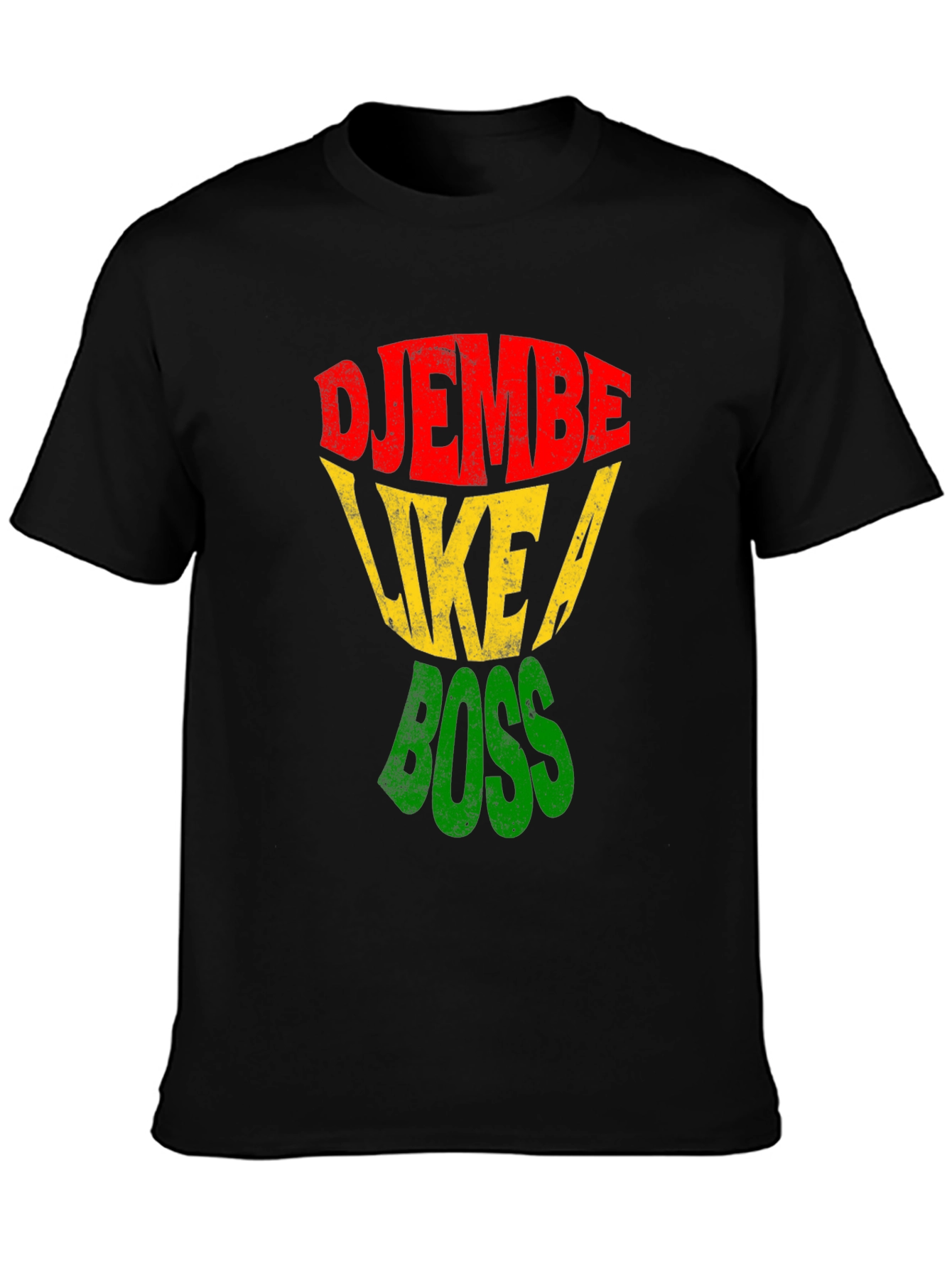 Black Djembe Like a Boss T-Shirt - Rasta Colors view 3