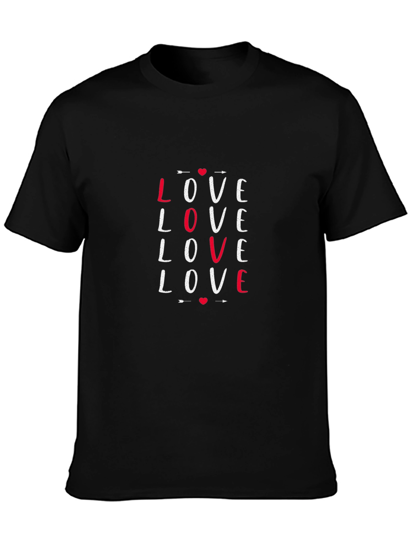 Black Love Repeated Graphic Tee - Black Cotton Blend view 3