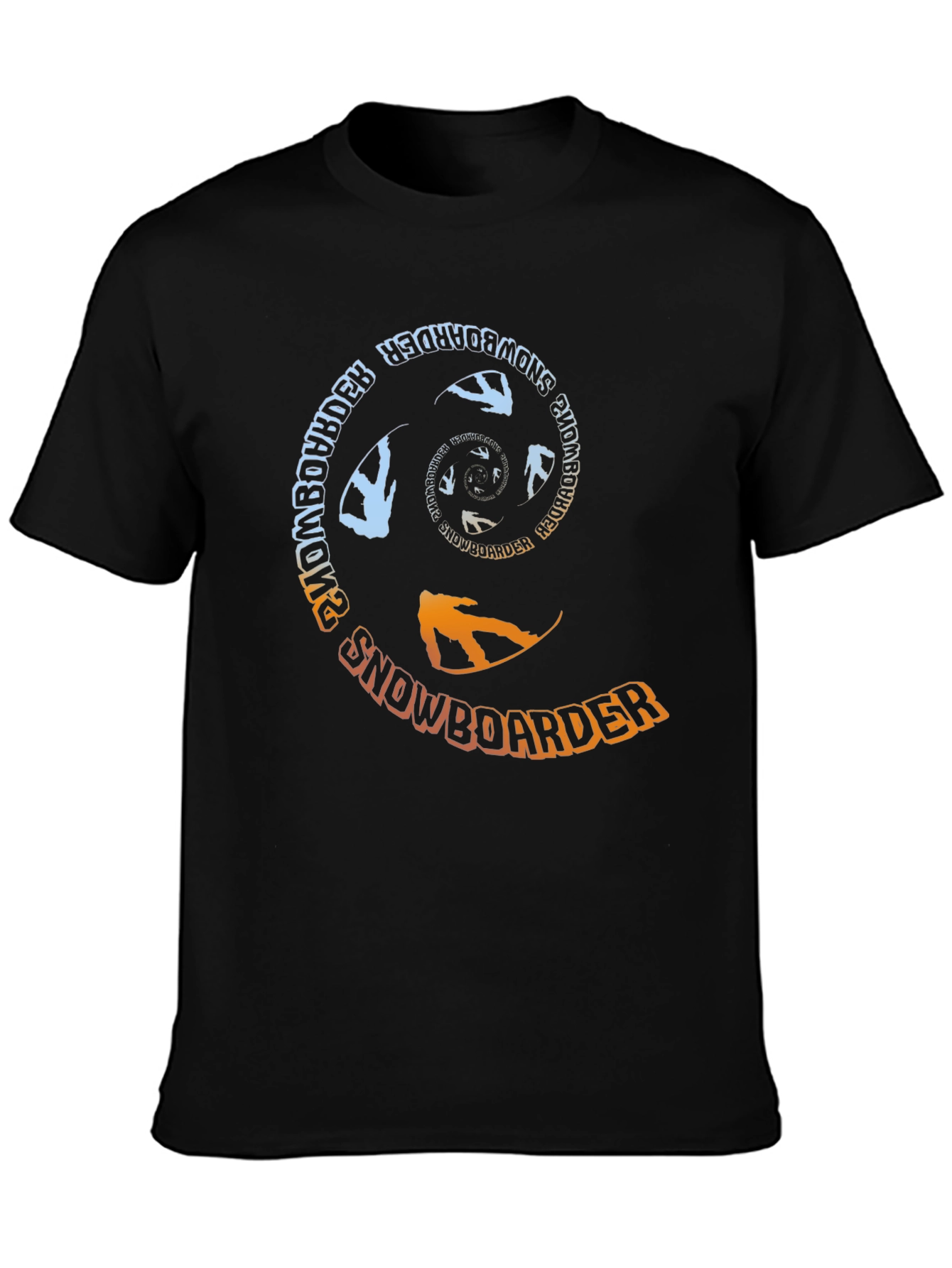 Black Snowboarder Spiral Graphic Tee - Cool Winter Sport Shirt view 3