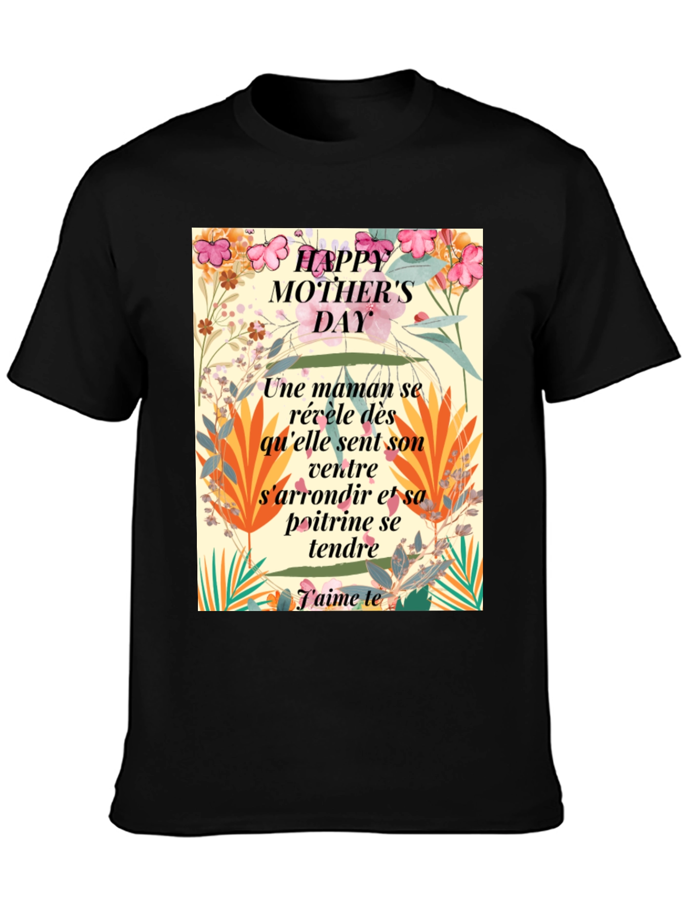 Floral Happy Mother's Day T-Shirt - French Text Design - 3