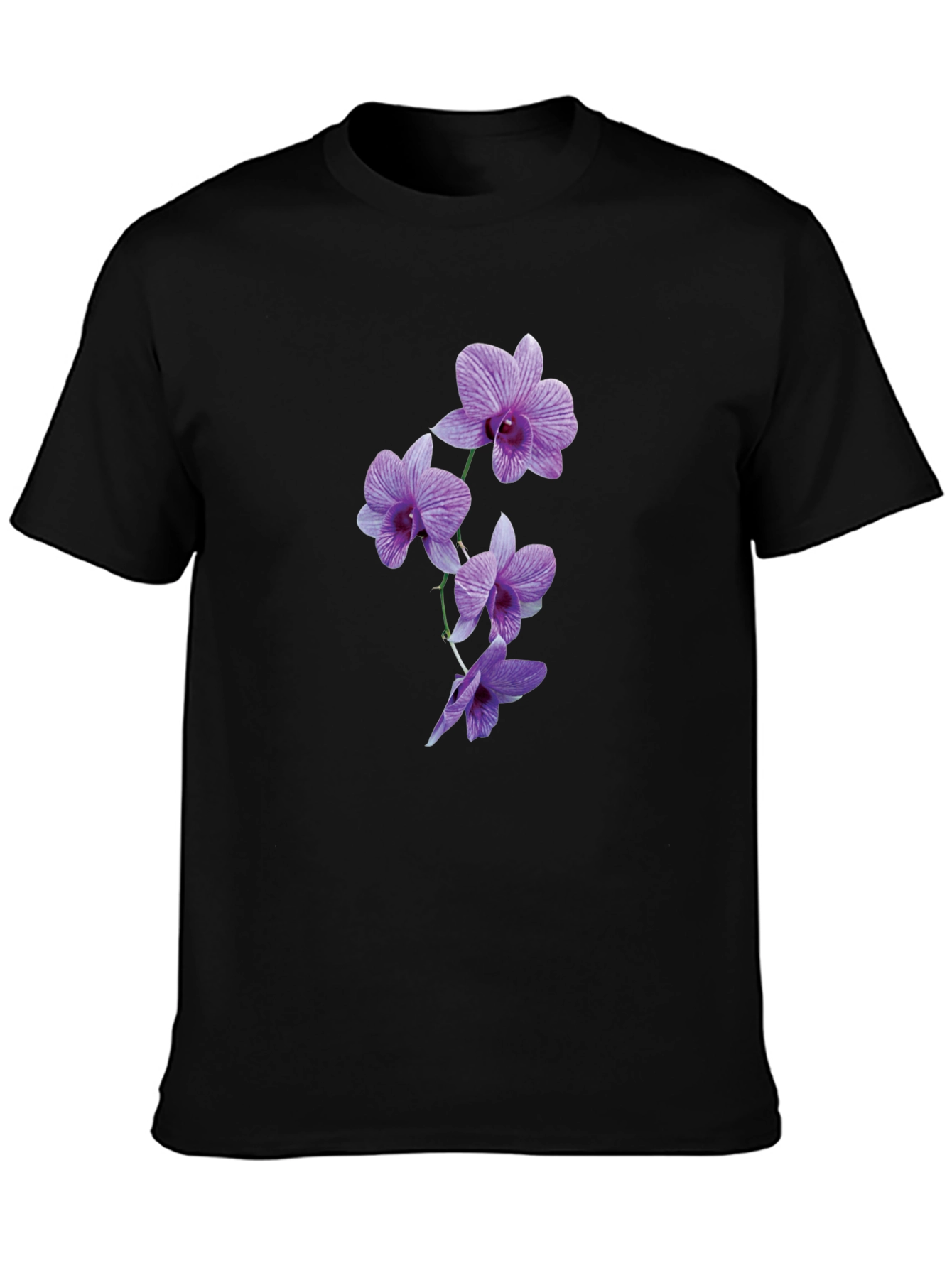Black Orchid Flower Black T-Shirt view 3