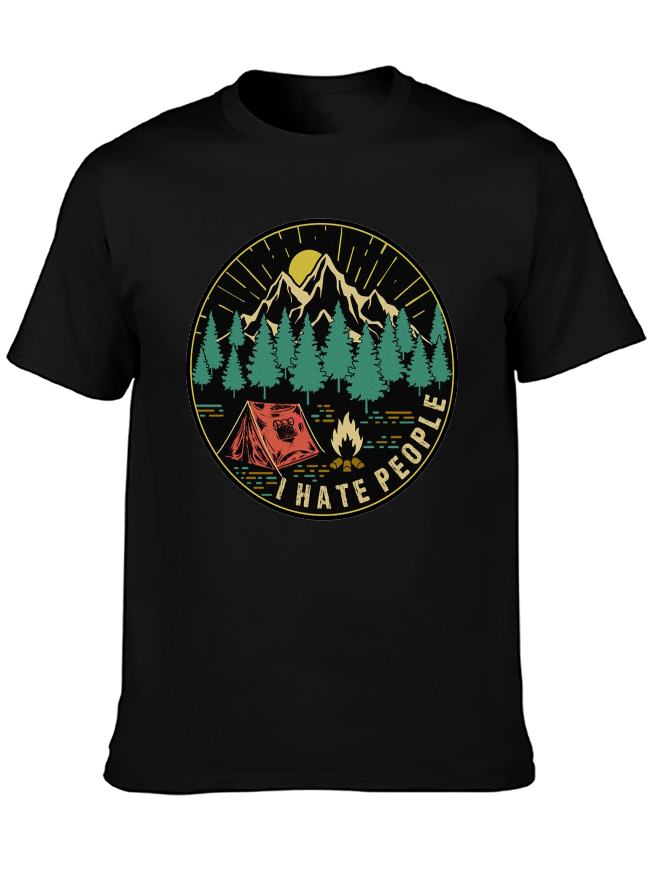 Black I Hate People Camping T-Shirt - Nature Lover Tee view 3