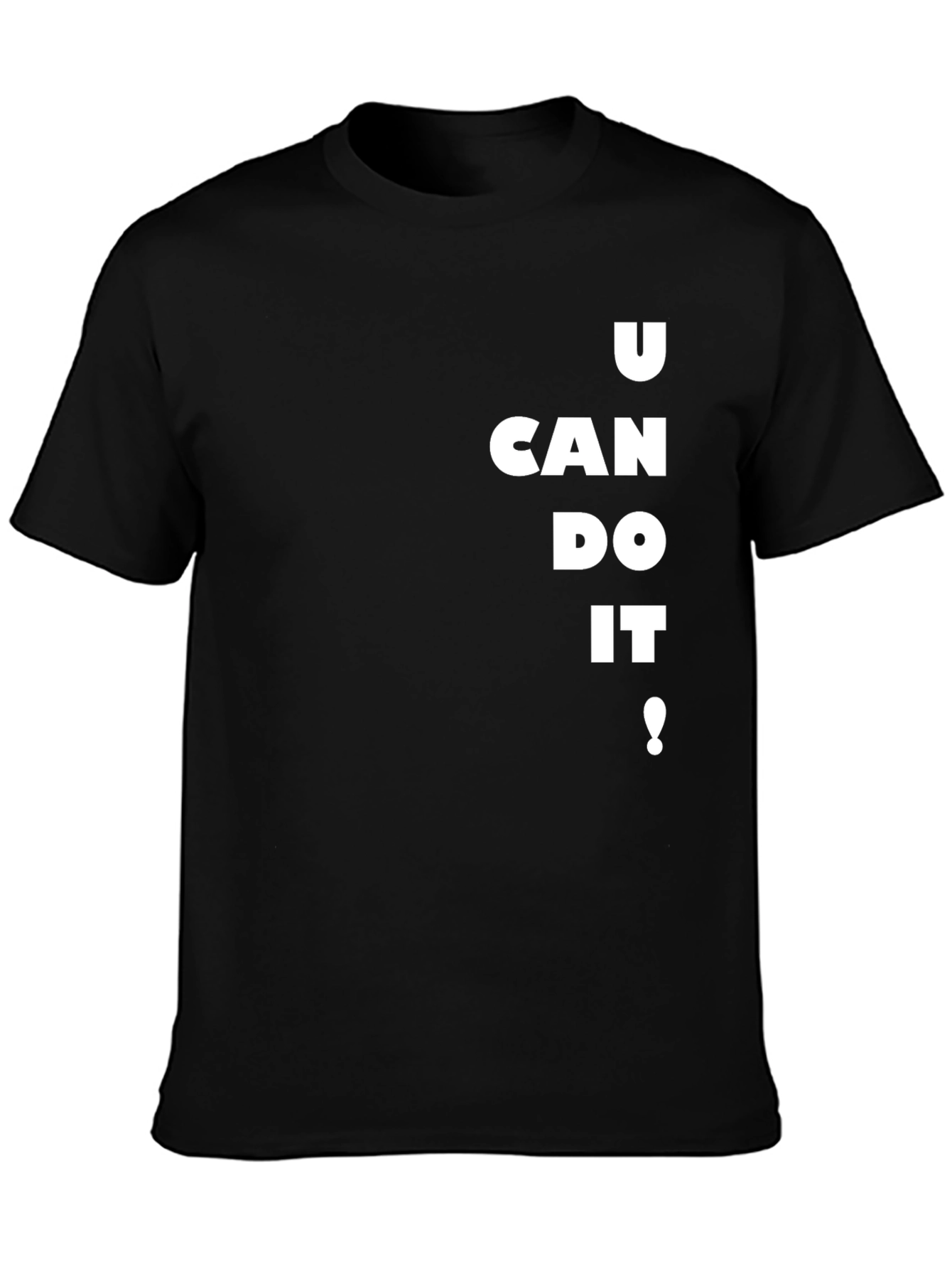 Black Motivational Black T-Shirt - U Can Do It! view 3