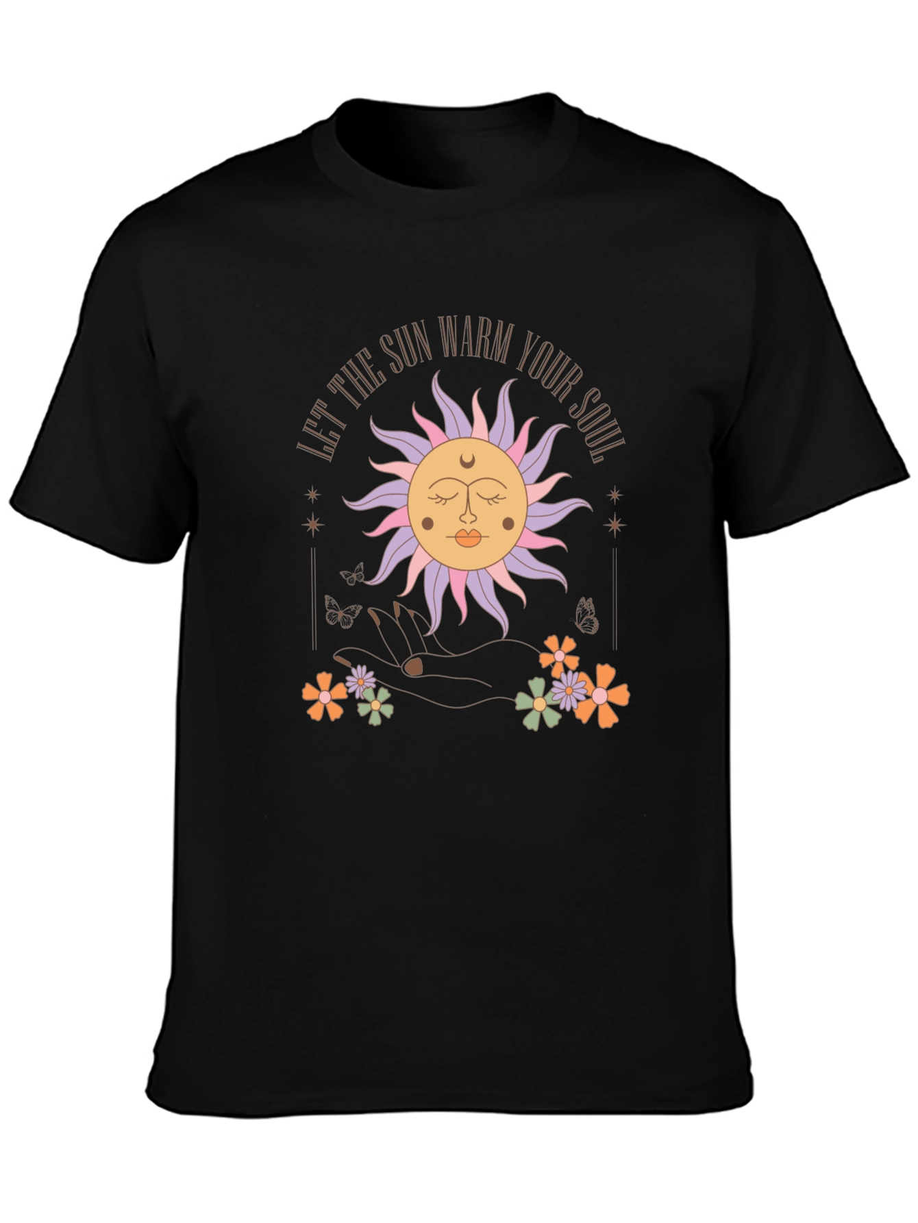 Black Boho Sun Graphic Tee - "Warm Your Soul" view 3