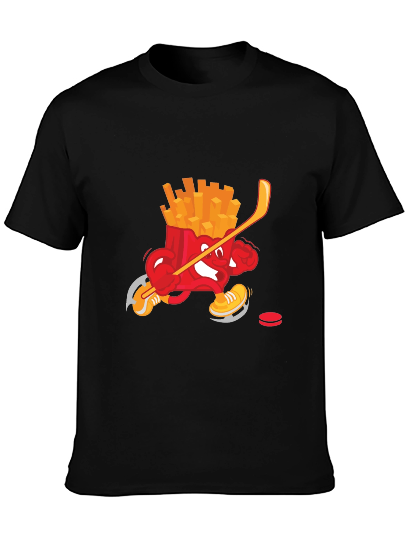 Black Funny Fries Hockey T-Shirt view 3