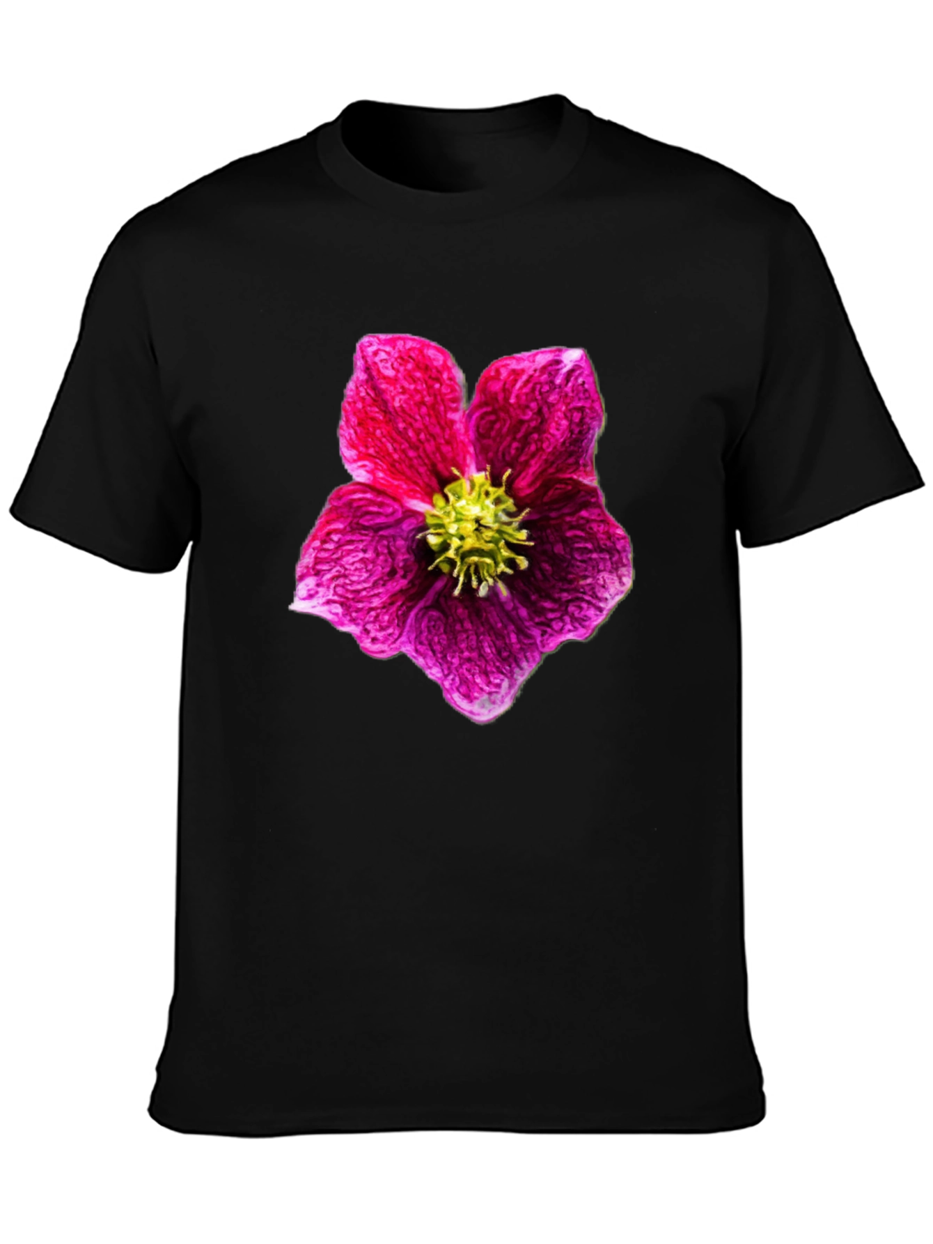 Black Floral Print Crew Neck T-Shirt view 3