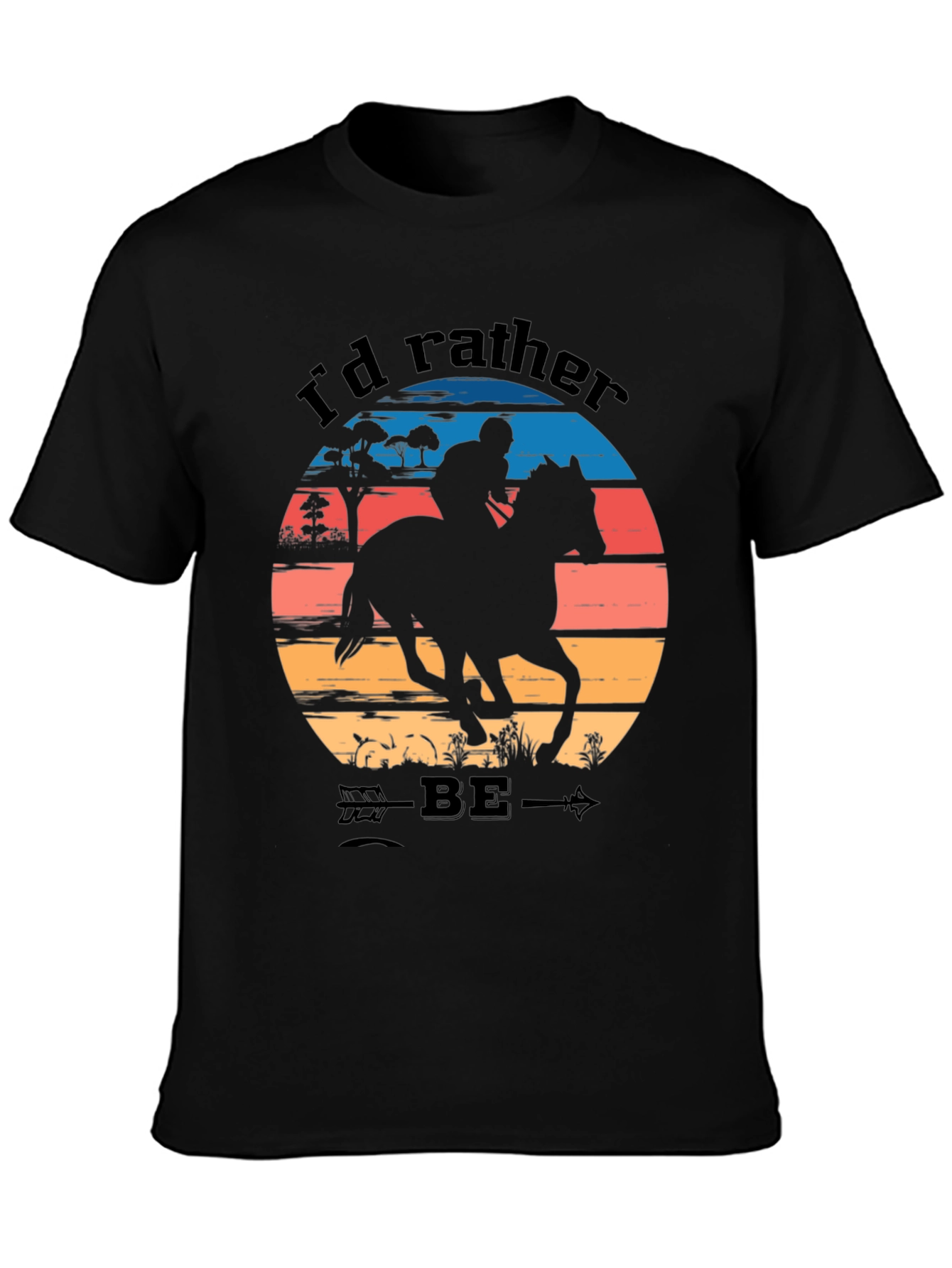 Black Equestrian Sunset T-Shirt - Horse Riding Tee view 3