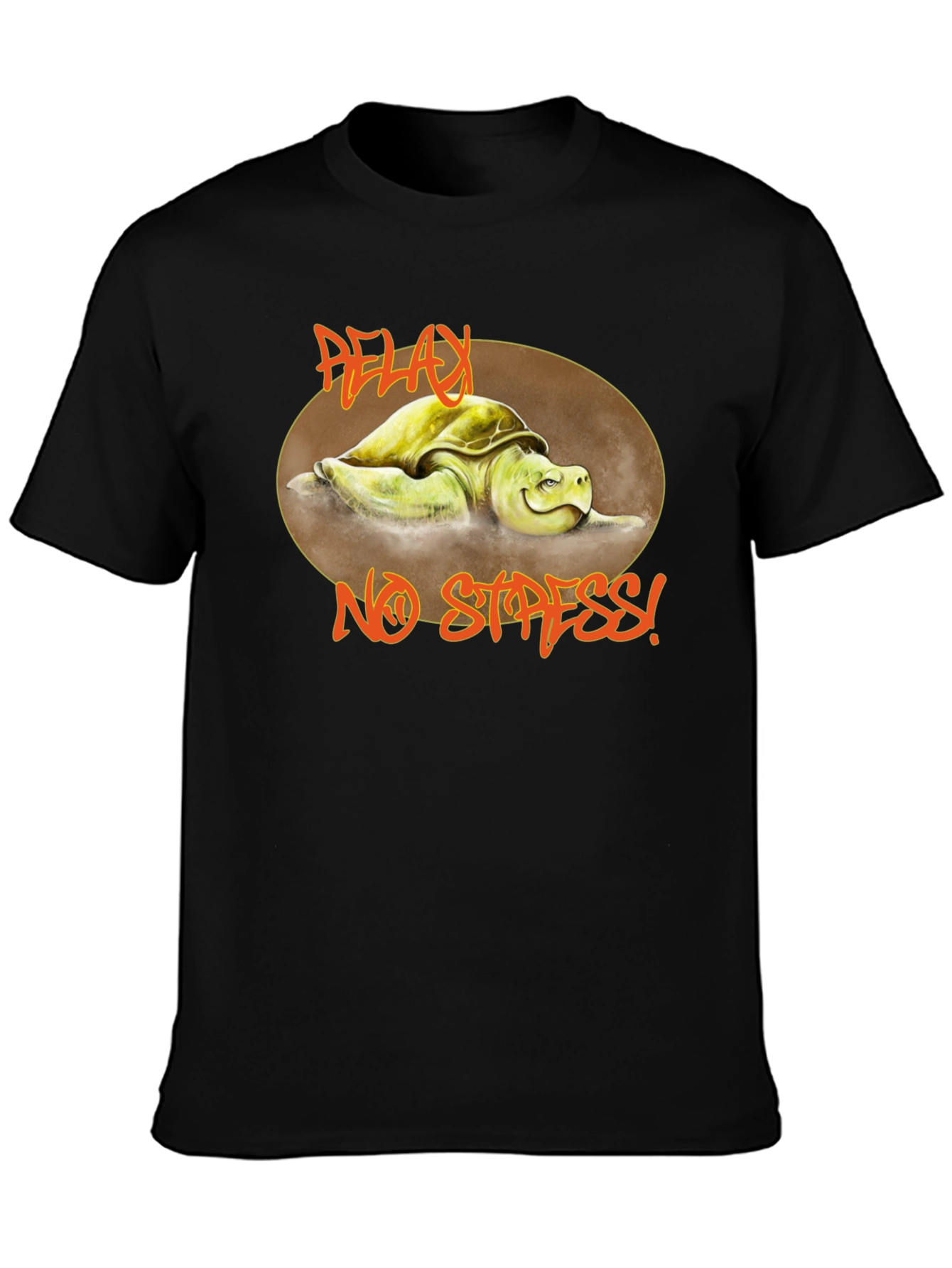 Black Relax No Stress Turtle Graphic T-Shirt view 3