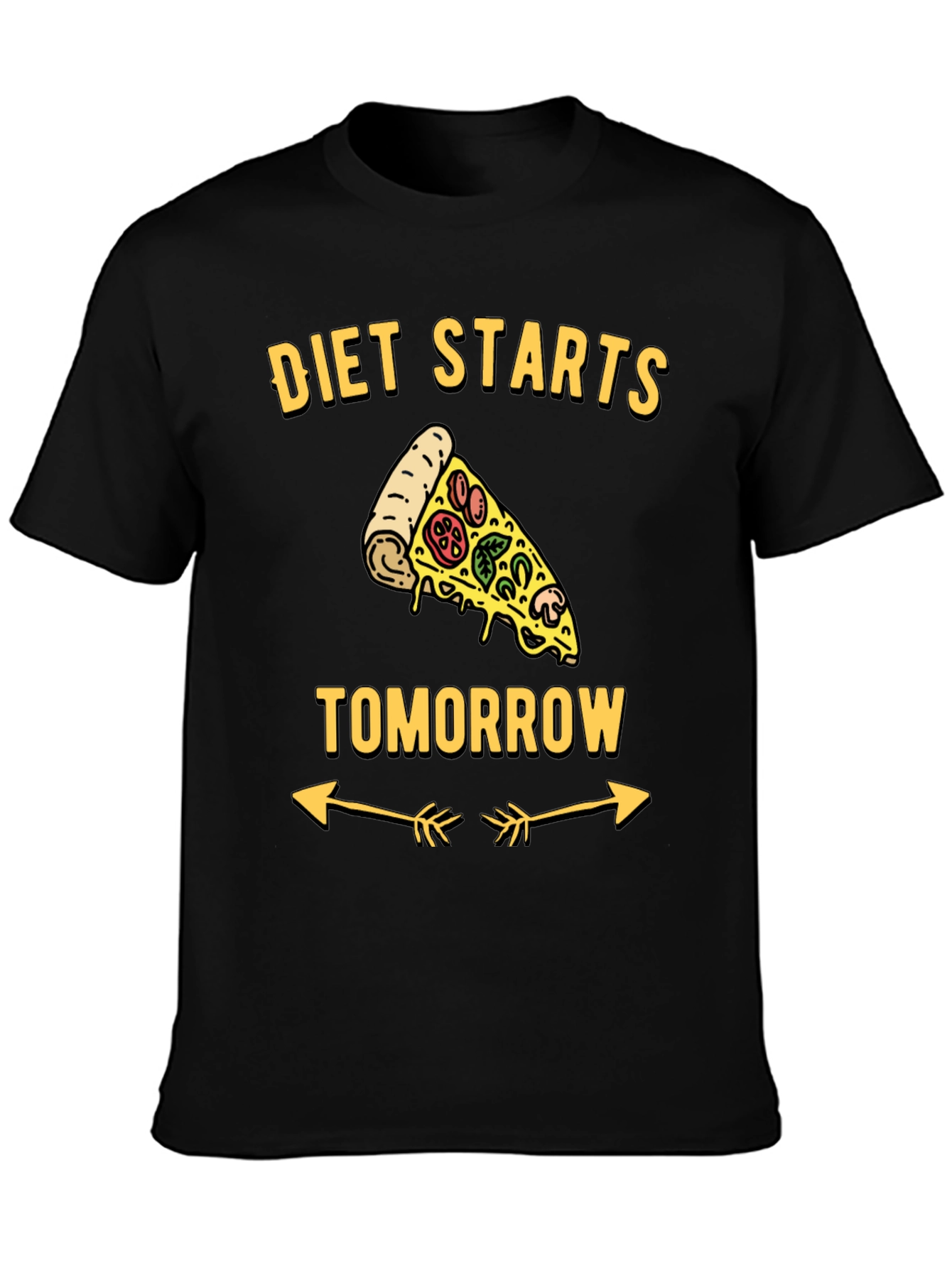 Black Diet Starts Tomorrow Black T-Shirt view 3