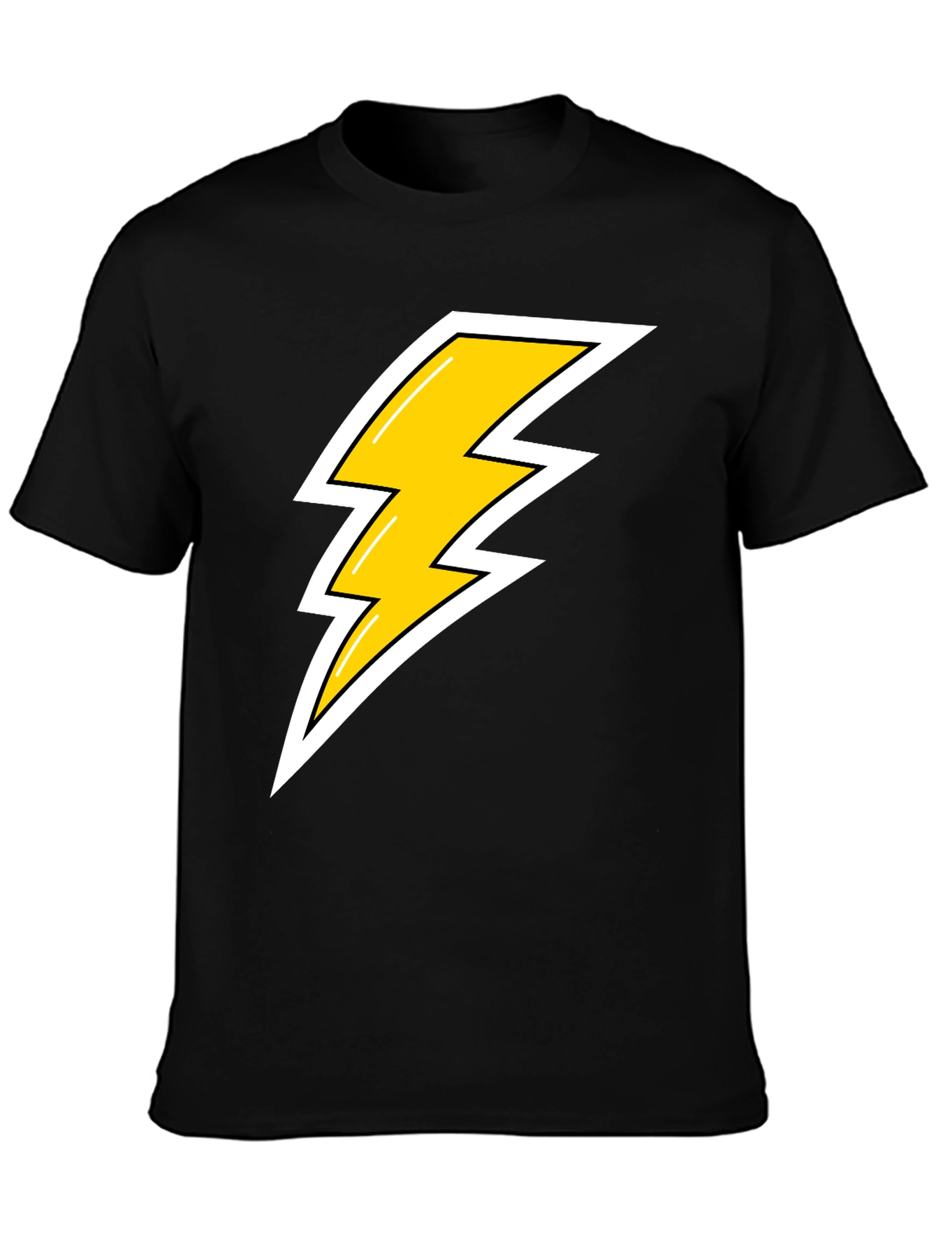 Black Black T-Shirt with Lightning Bolt Graphic view 3