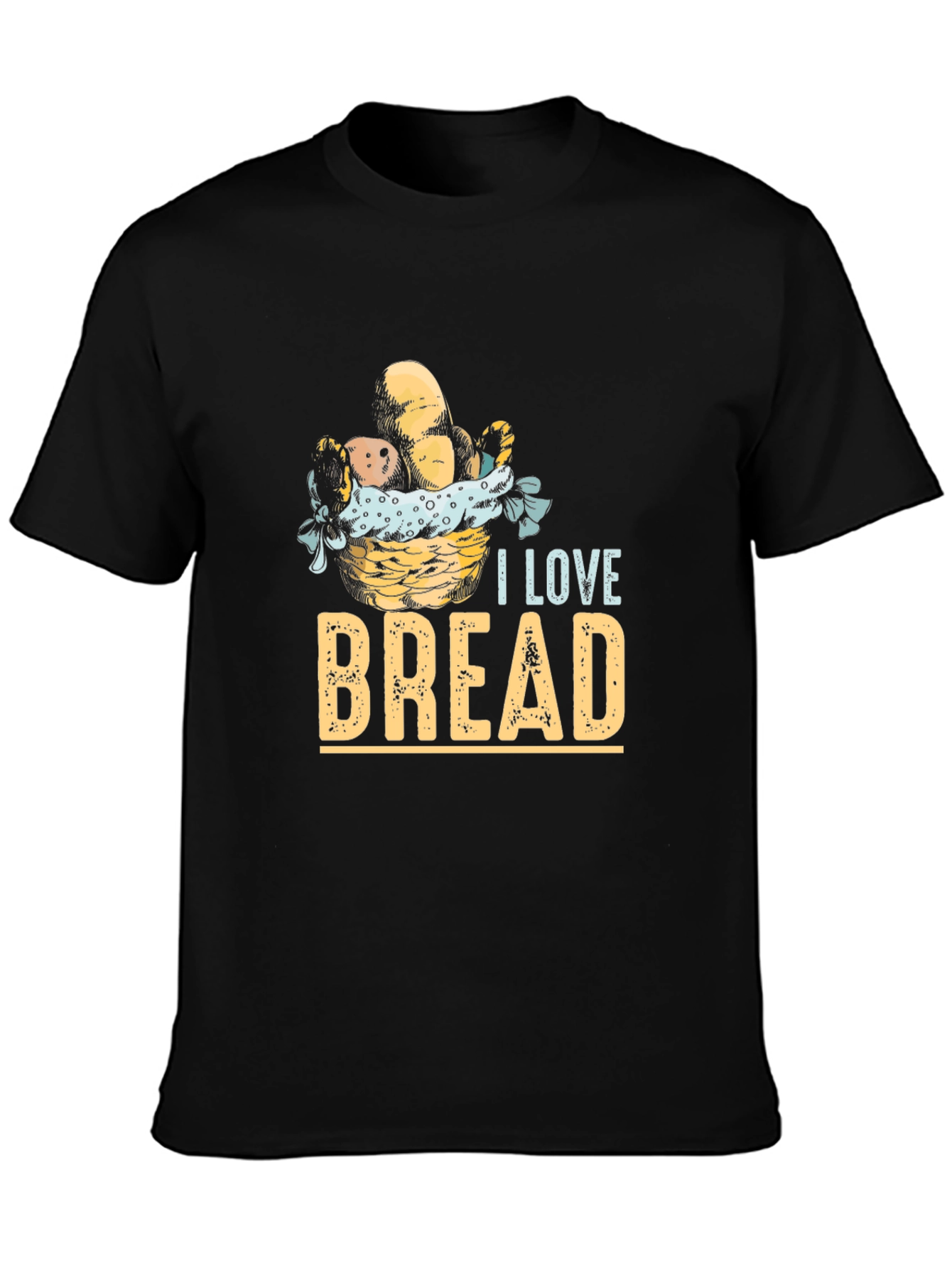Black I Love Bread Graphic Tee - Unisex Casual T-Shirt view 3