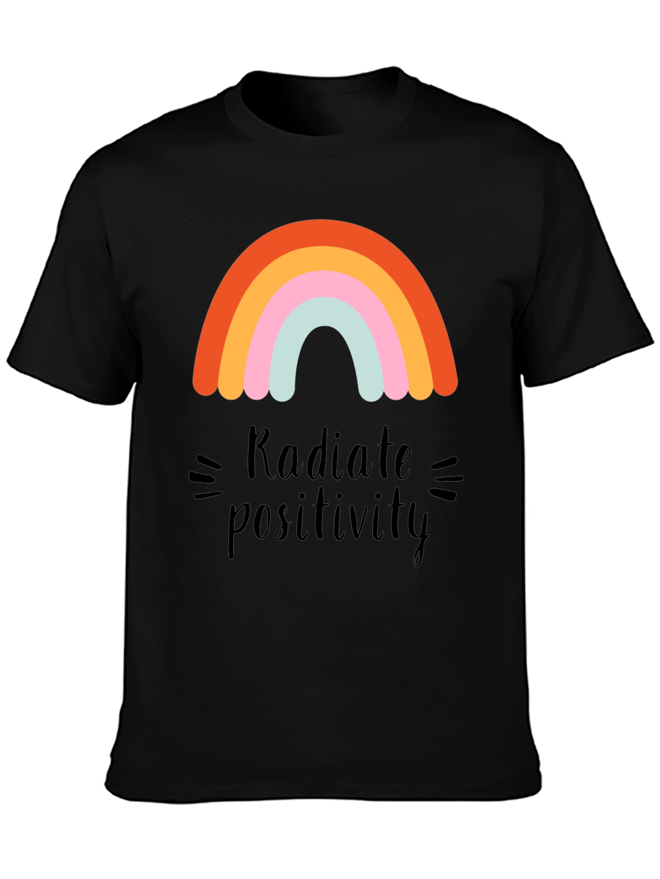 Black Radiate Positivity Rainbow Graphic T-Shirt view 3