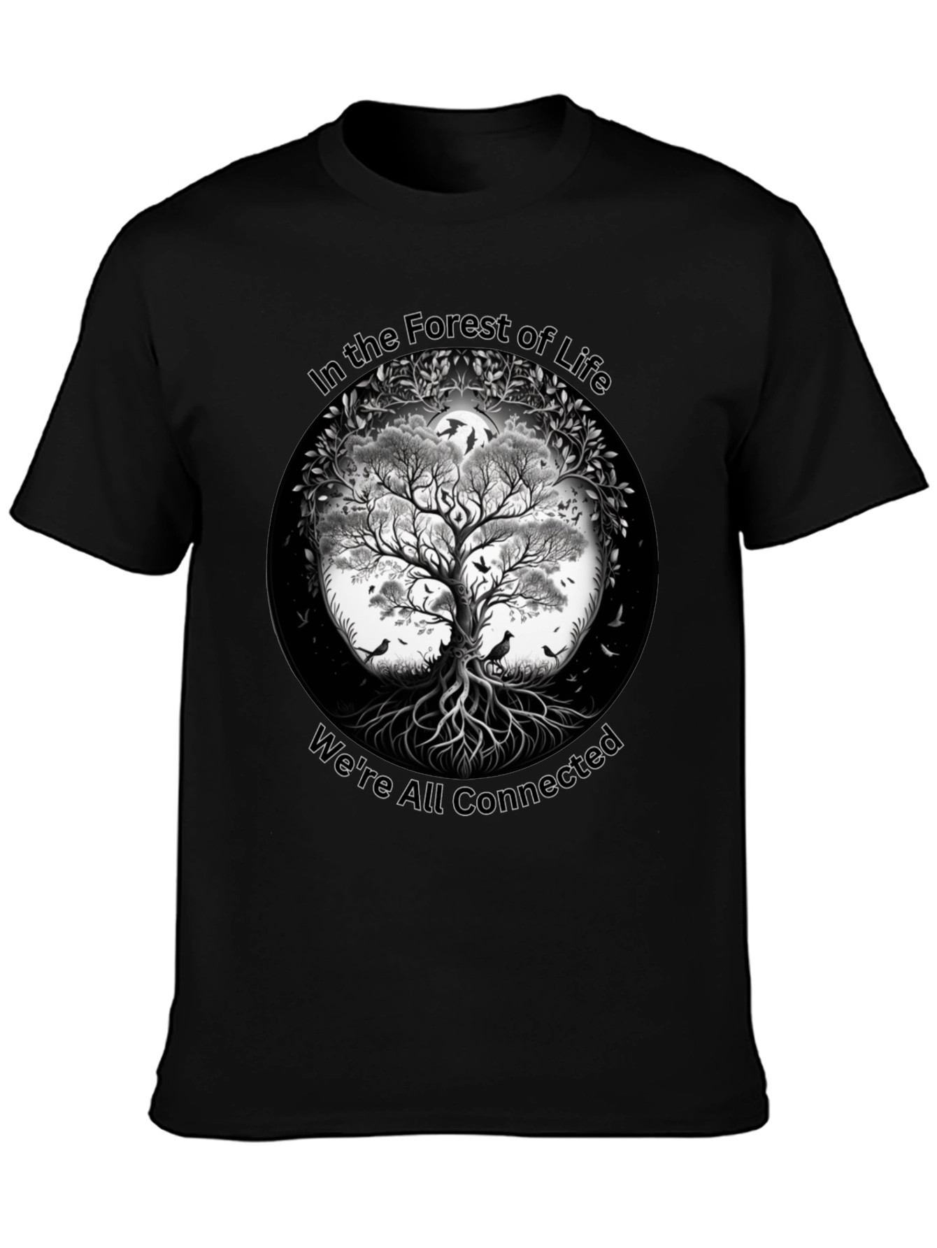 Black In the Forest of Life T-Shirt - Tree Design view 3