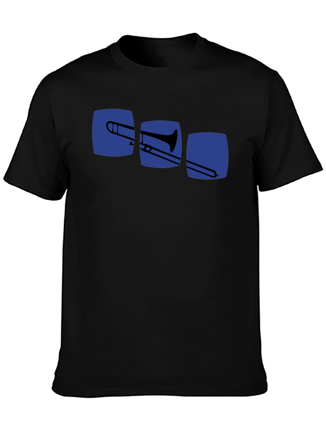 Black Trombone Design Black T-Shirt - Music Lover Tee view 3