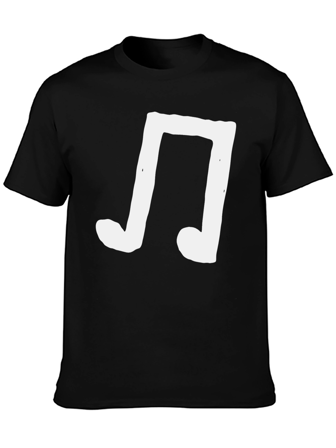 Black Men's Black T-Shirt with White Music Note Graphic view 3