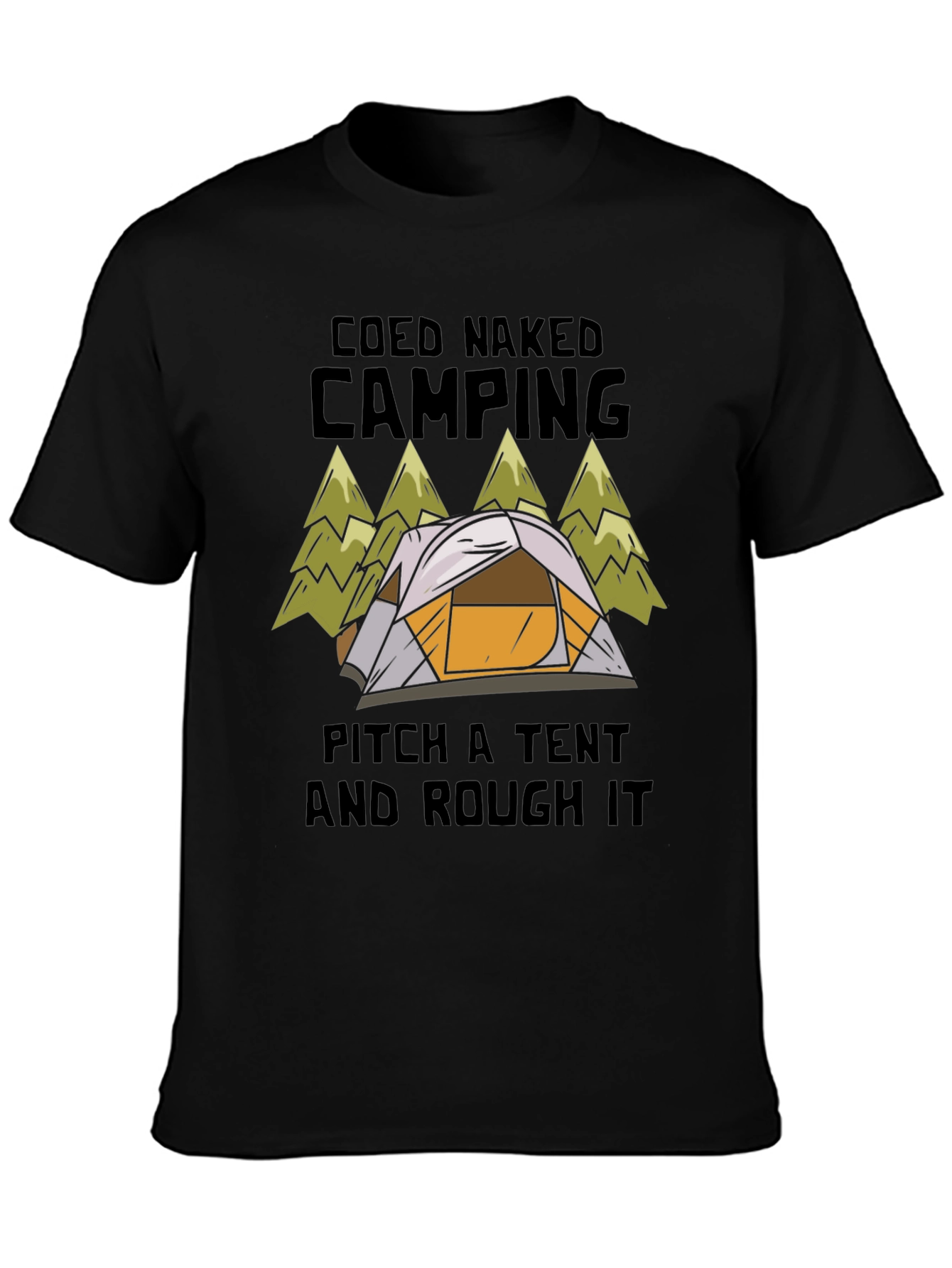 Black Coed Naked Camping Tent T-Shirt view 3