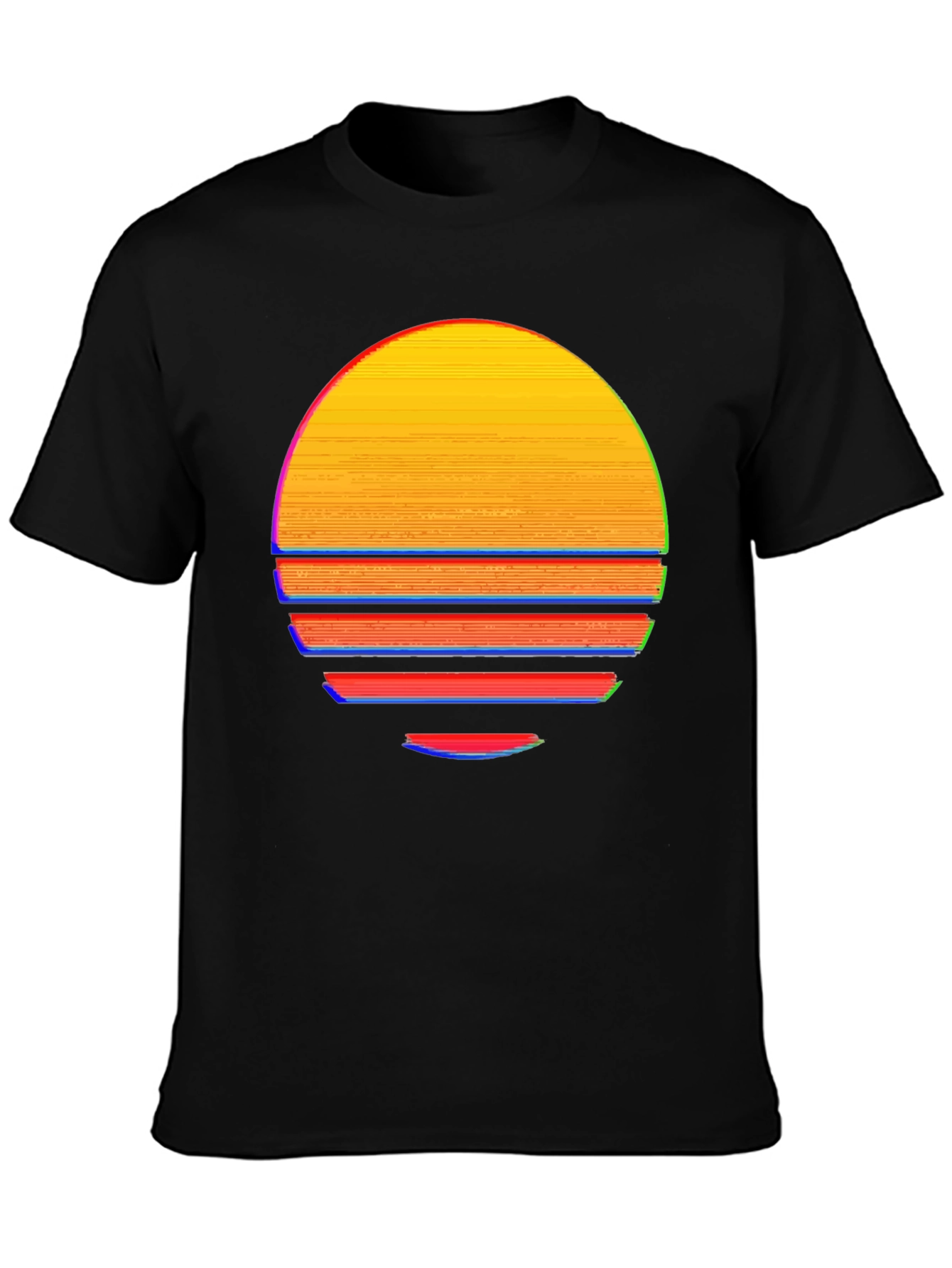 Black Retro Sunset Graphic T-Shirt - Black view 3