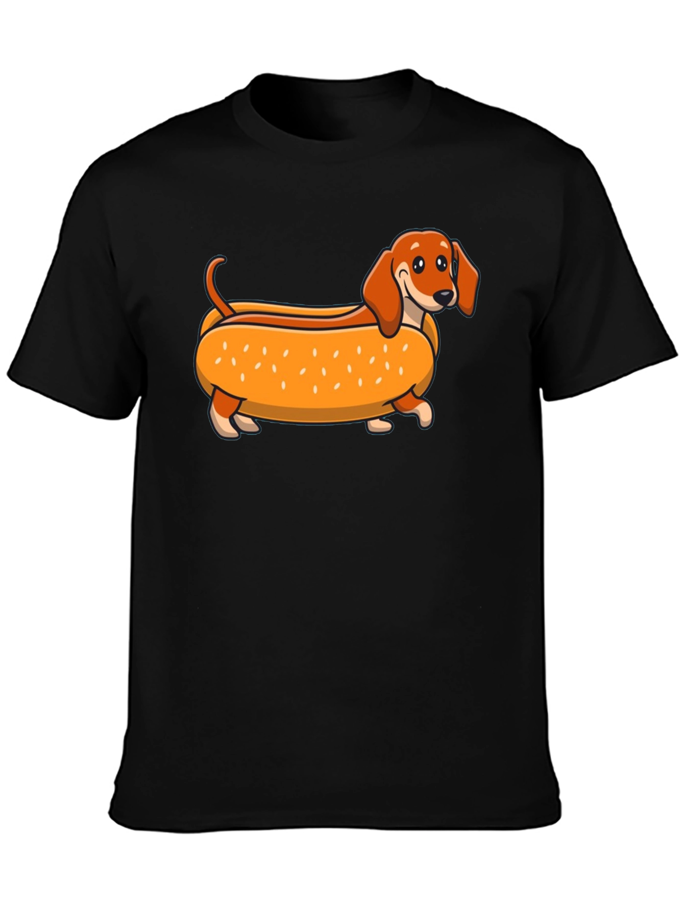 Black Dachshund Hot Dog T-Shirt view 3