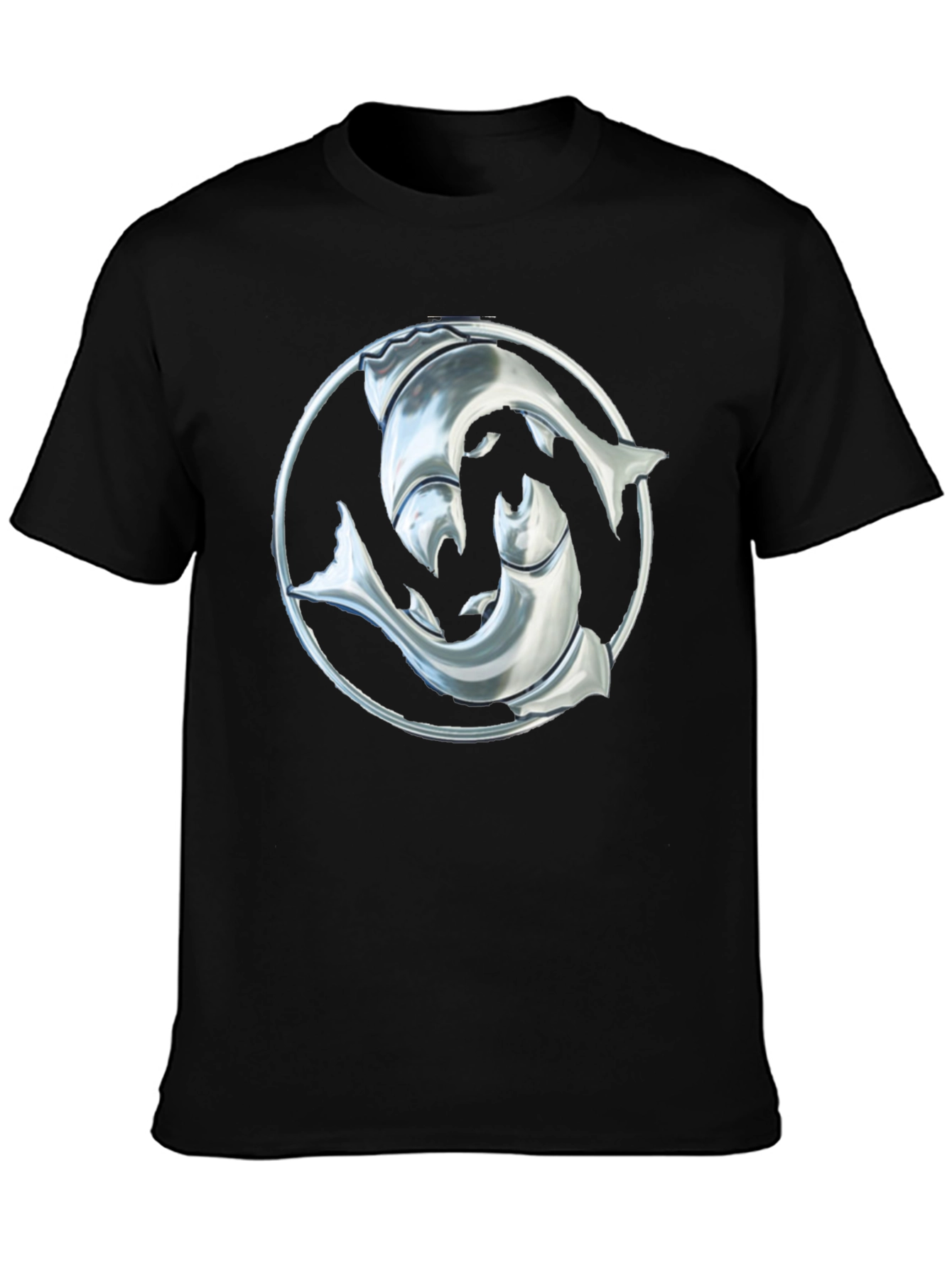 Black Dolphin Yin Yang Graphic Tee - Black Cotton Blend view 3