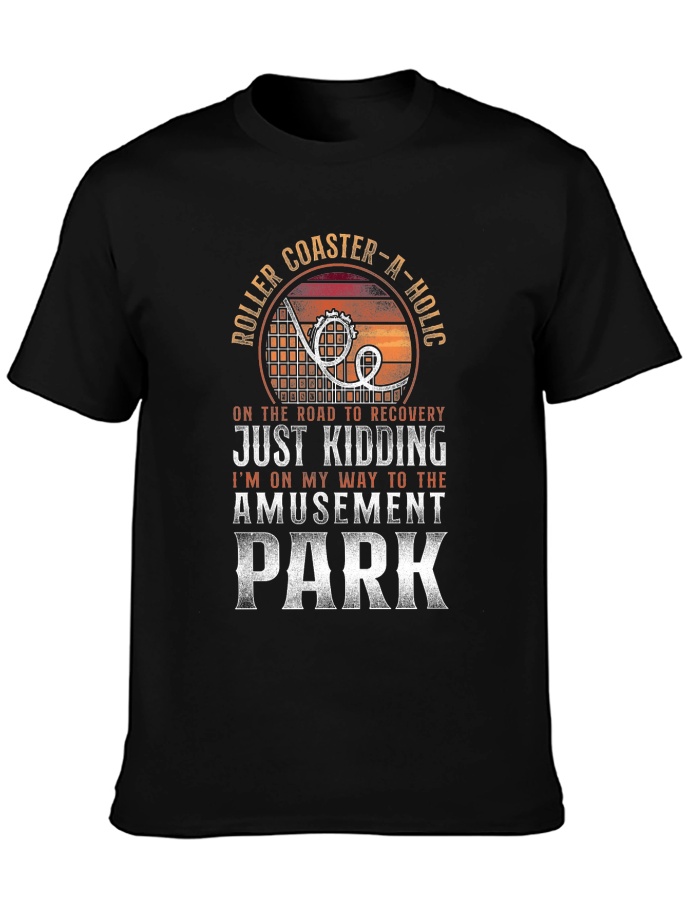 Black Roller Coaster-A-Holic T-Shirt view 3