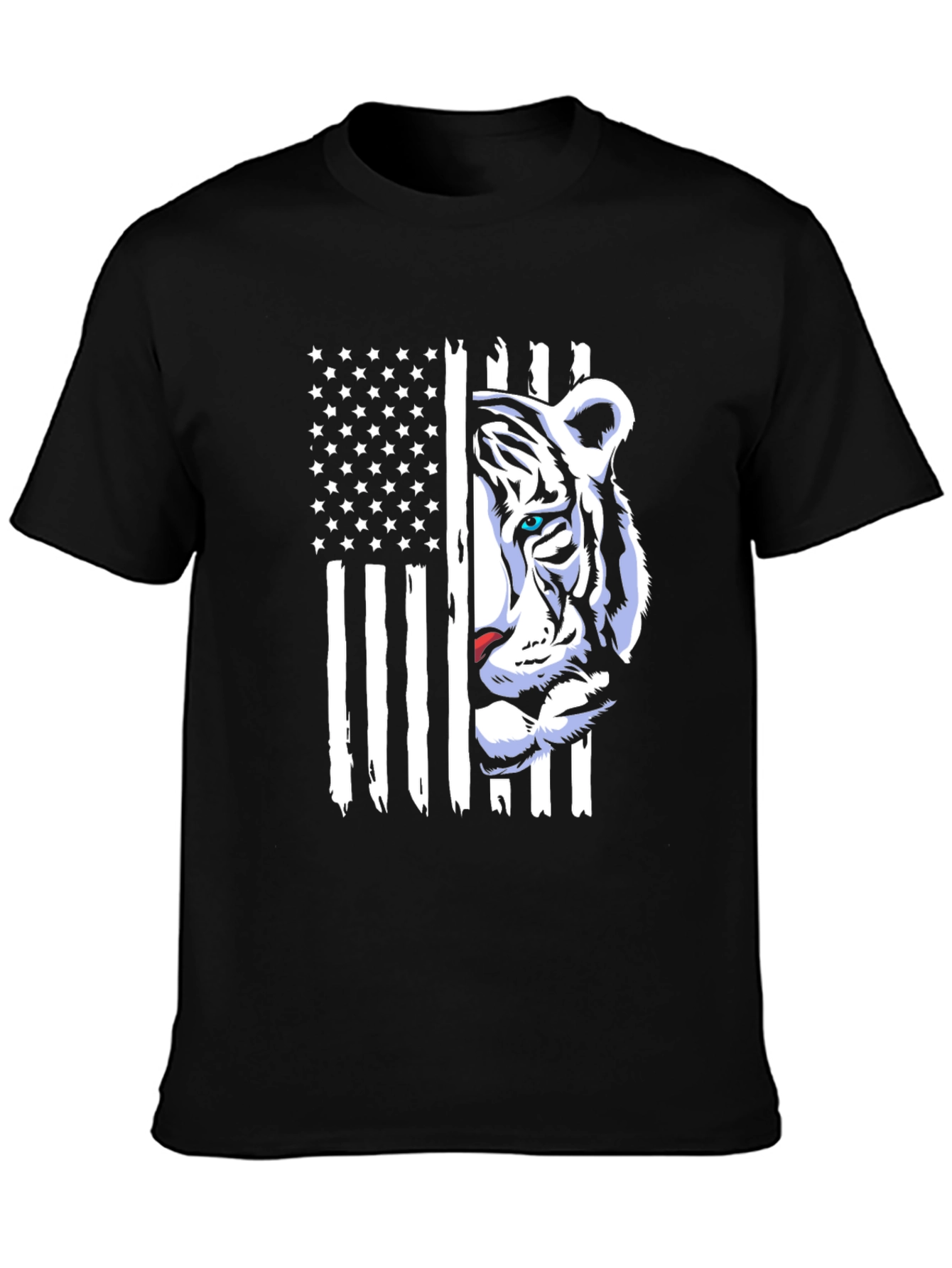 Black Patriotic Tiger Graphic Tee - American Pride view 3
