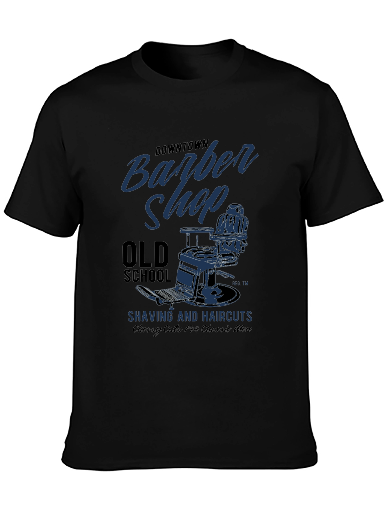 Black Downtown Barber Shop Old School Graphic T-Shirt view 3