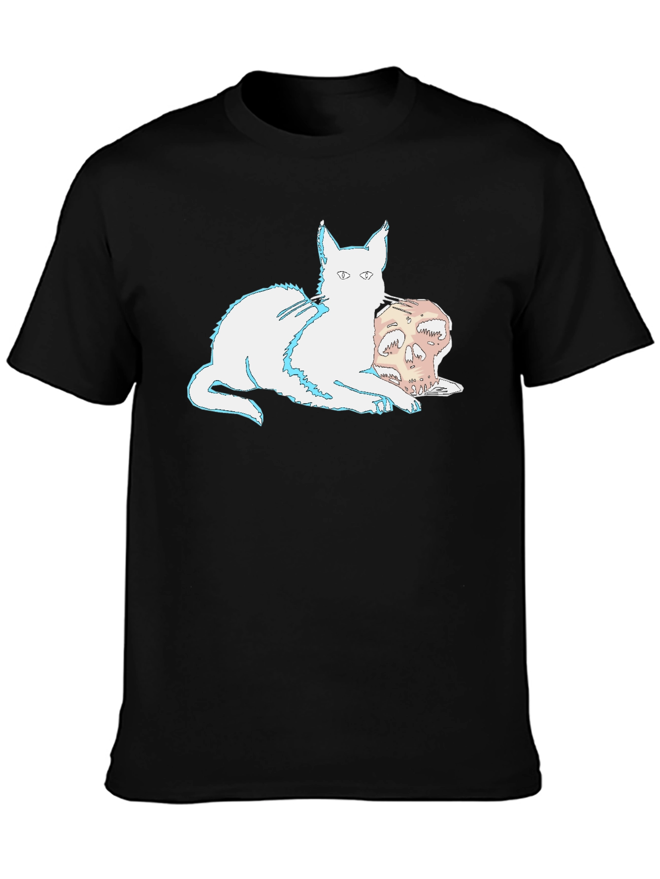 Black Cat and Skull Graphic T-Shirt view 3