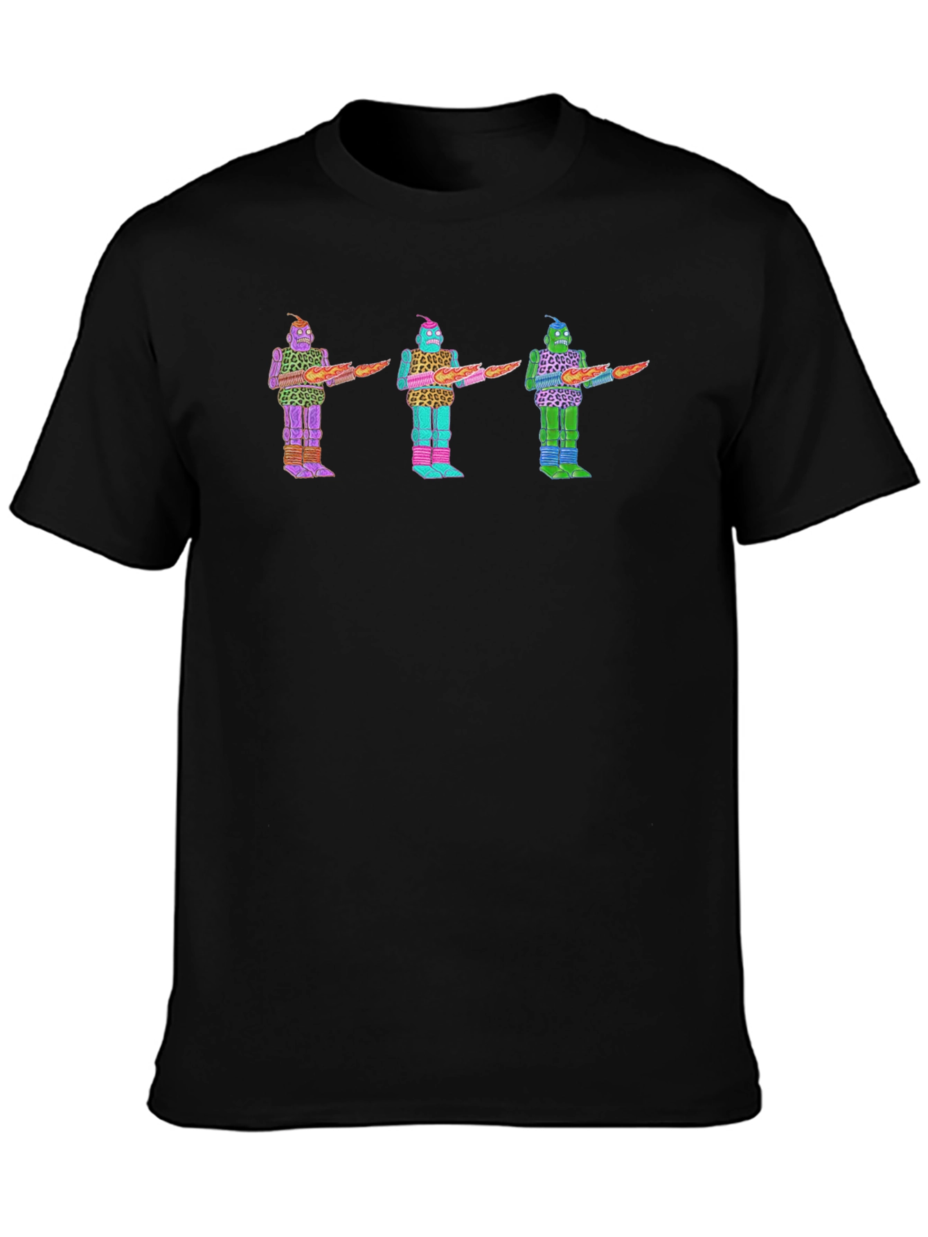 Black Retro Robot T-Shirt - Funky Graphic Tee view 3
