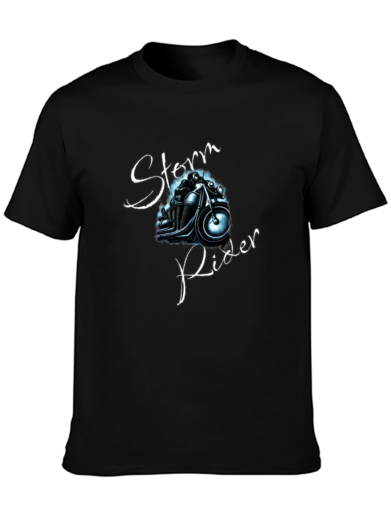 Black Storm Rider Graphic Tee - Black Cotton T-Shirt view 3