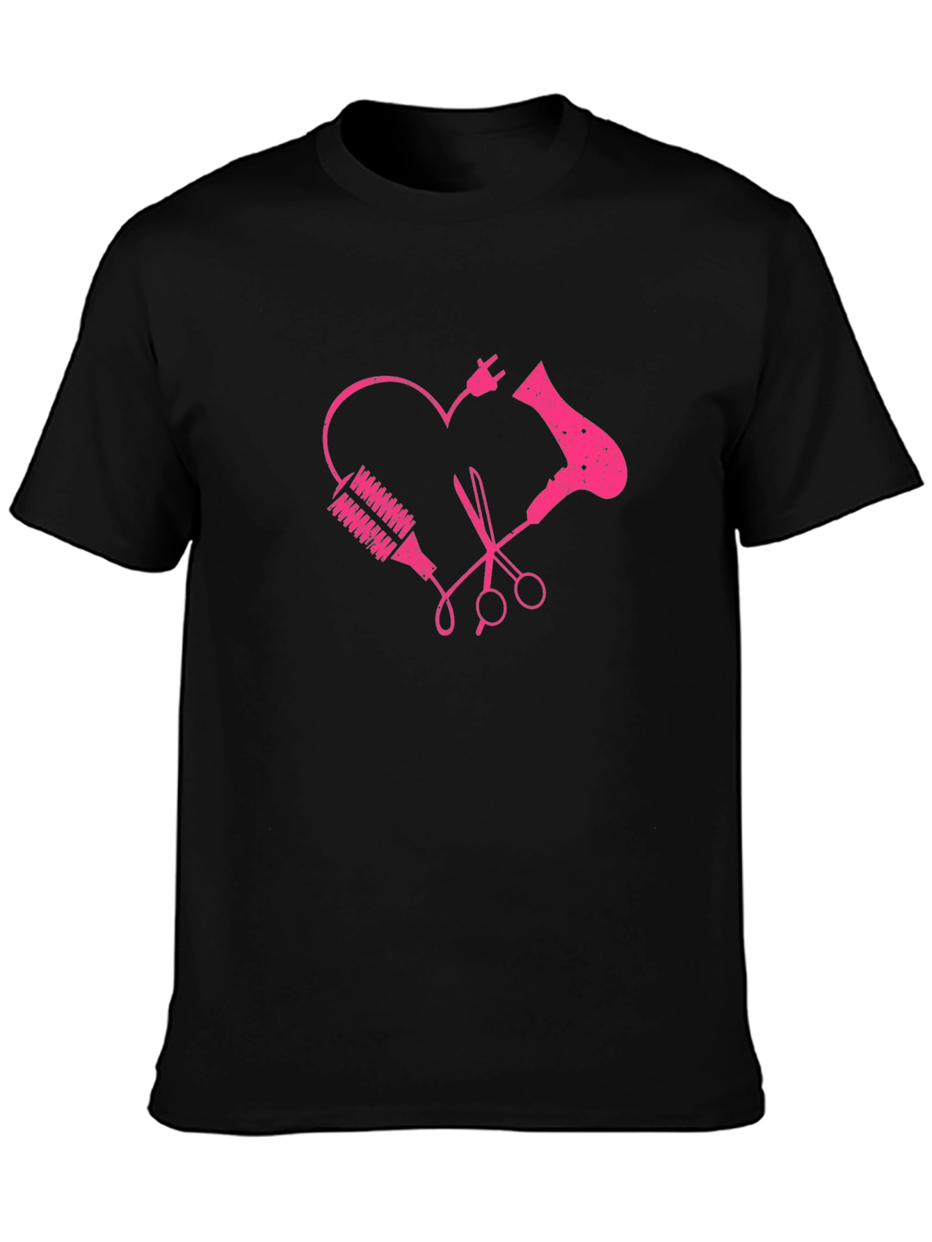 Black Hairdresser Heart Graphic Tee - Stylist Love view 3