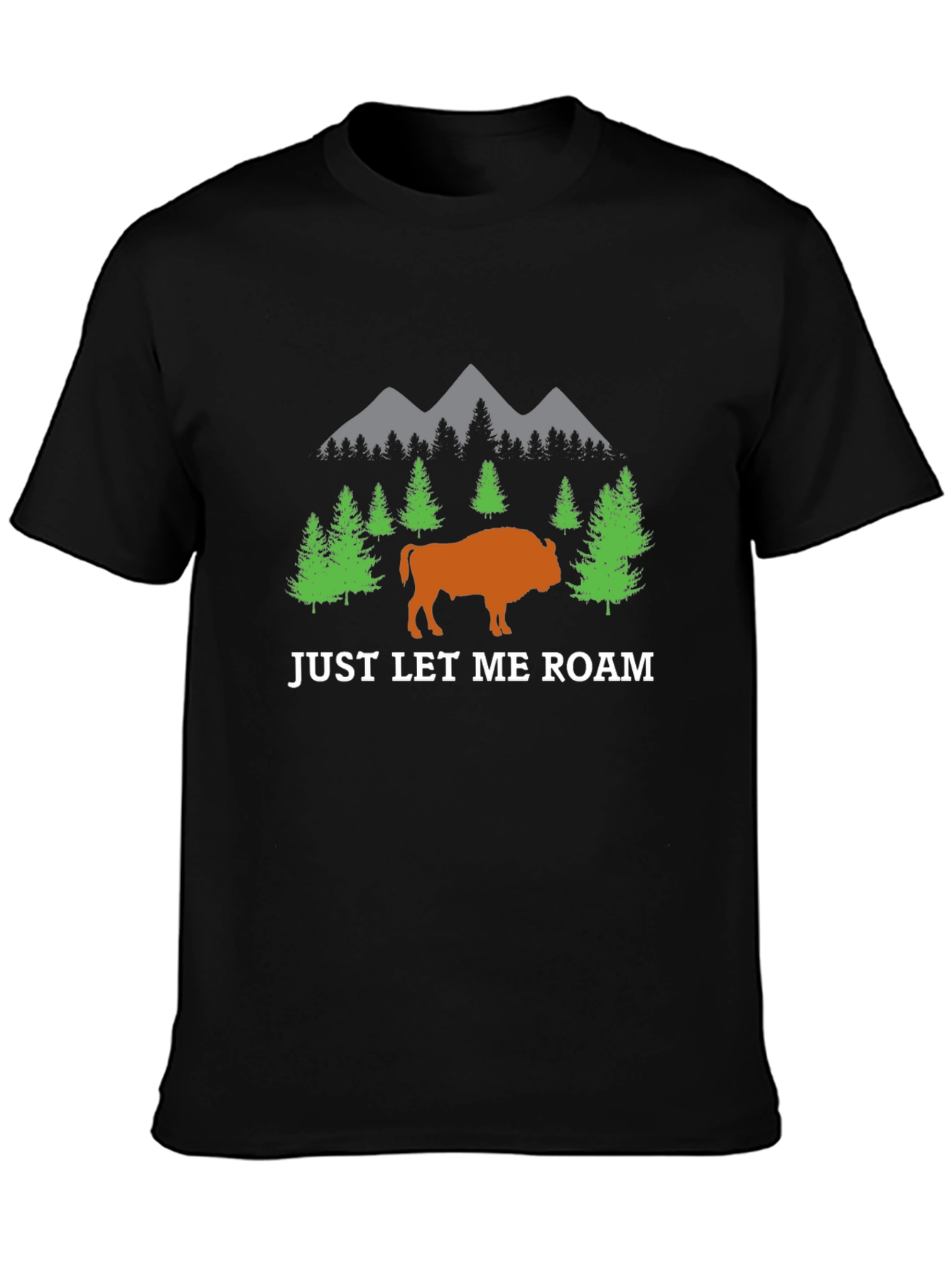 Black Just Let Me Roam Bison Graphic Tee view 3