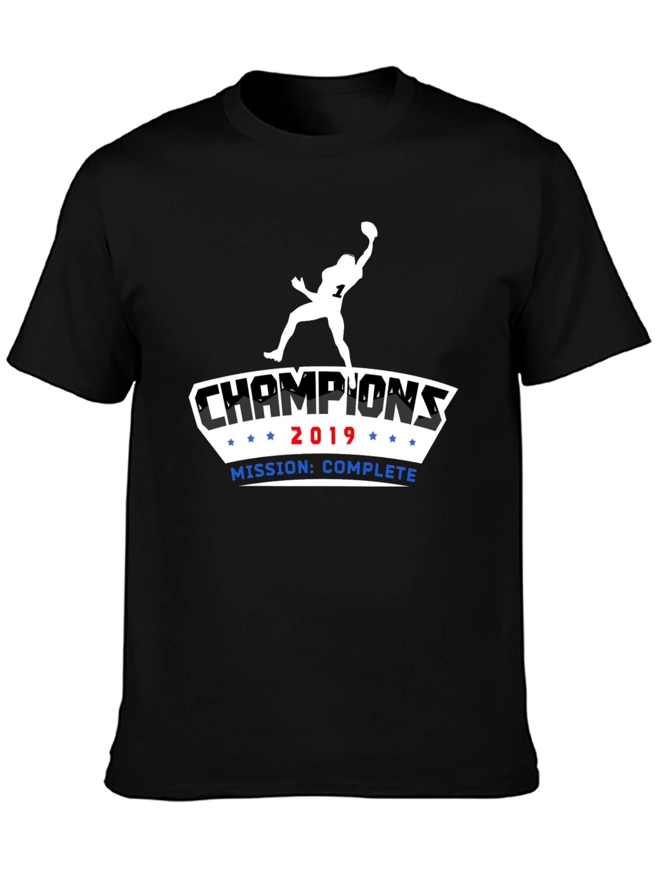 Black Champions 2019 Football T-Shirt - Mission Complete view 3
