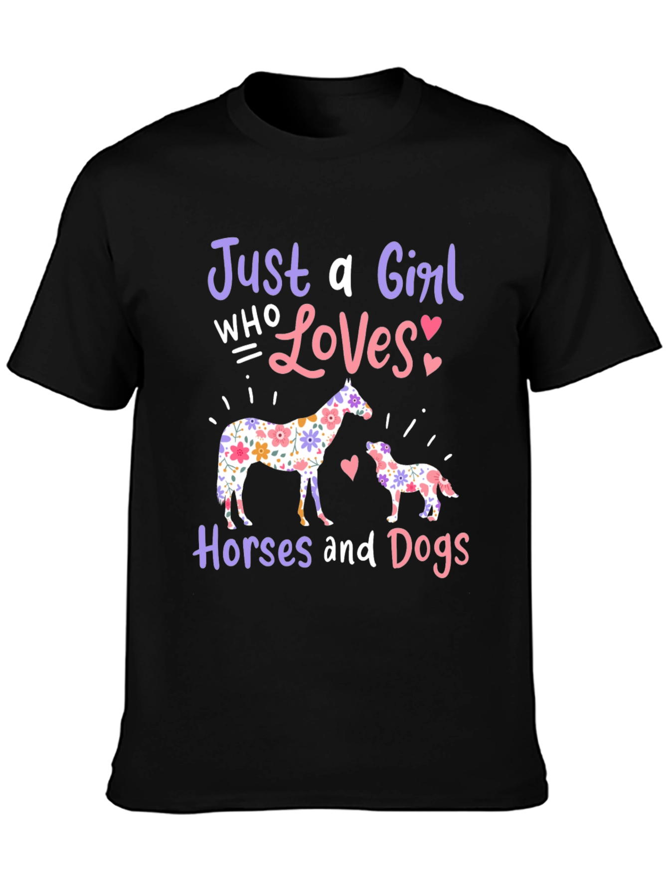 Black Girl Who Loves Horses and Dogs T-Shirt view 3