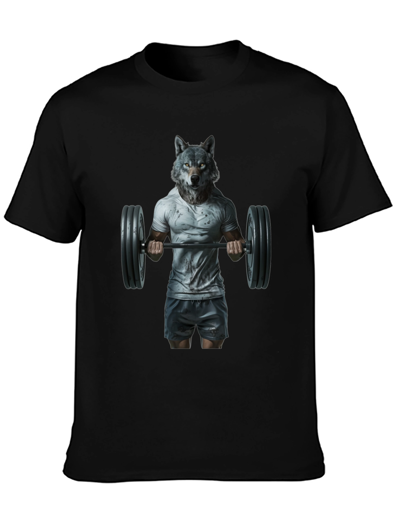Black Wolf Gym T-Shirt - Animal Bodybuilding Tee view 3