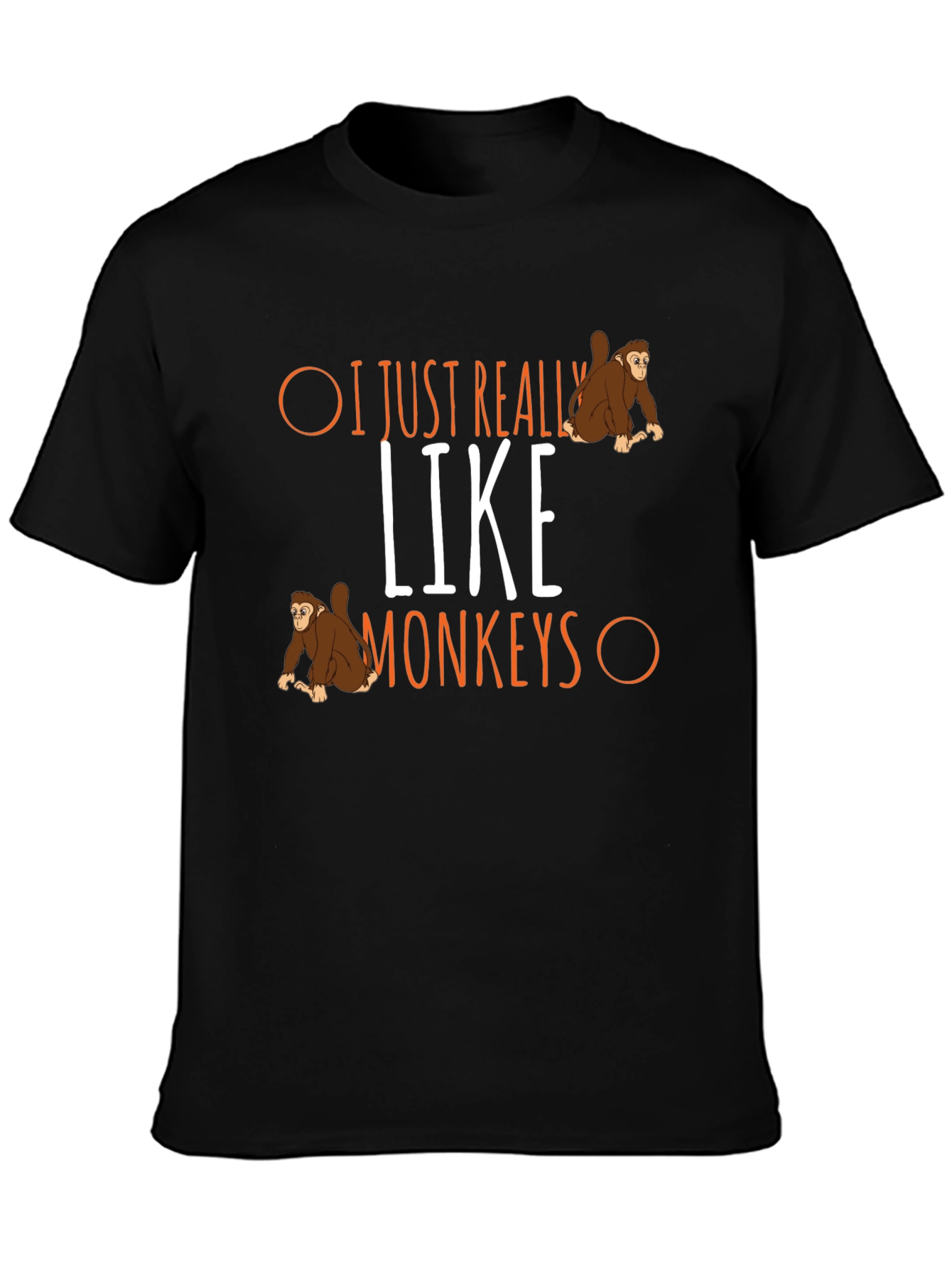 Black I Just Really Like Monkeys Graphic T-Shirt view 3