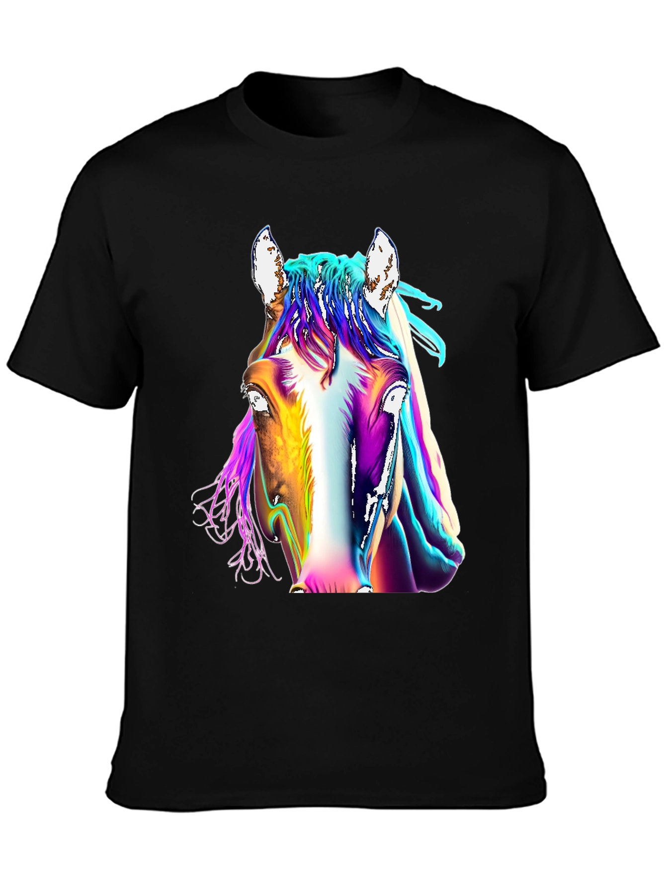 Black Colorful Horse Graphic Tee - Unisex T-Shirt view 3