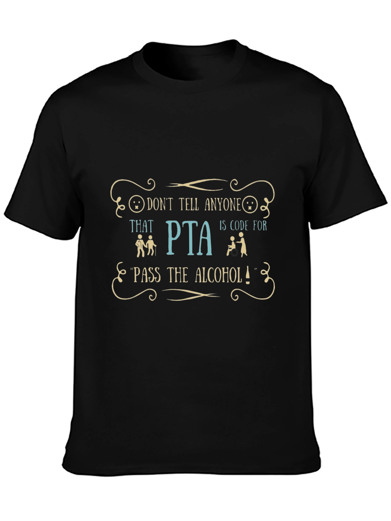 Black Funny PTA T-Shirt: Pass The Alcohol Graphic Tee view 3