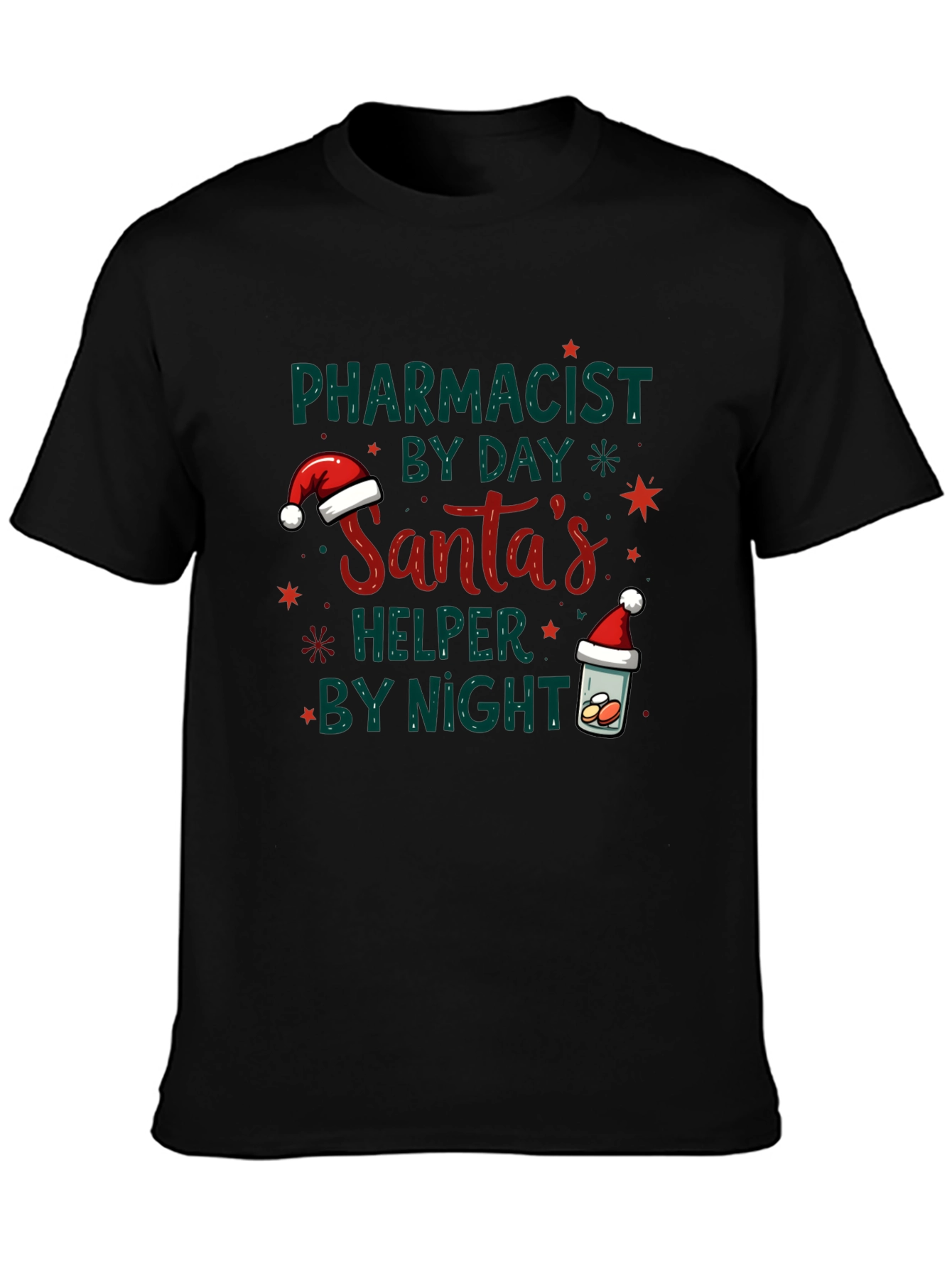 Black Pharmacist Santa's Helper Tee view 3