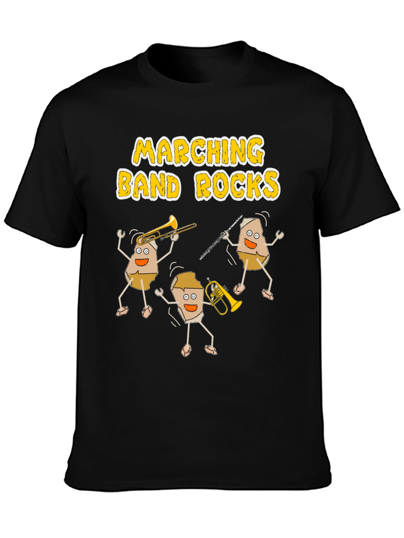Black Marching Band Rocks Funny T-Shirt - Music Lover Tee view 3