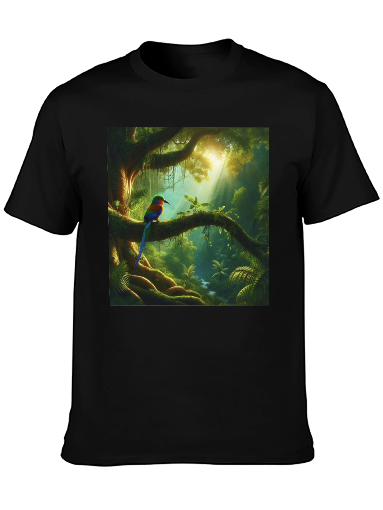 Black Jungle Bird T-Shirt - Vibrant Nature Tee view 3